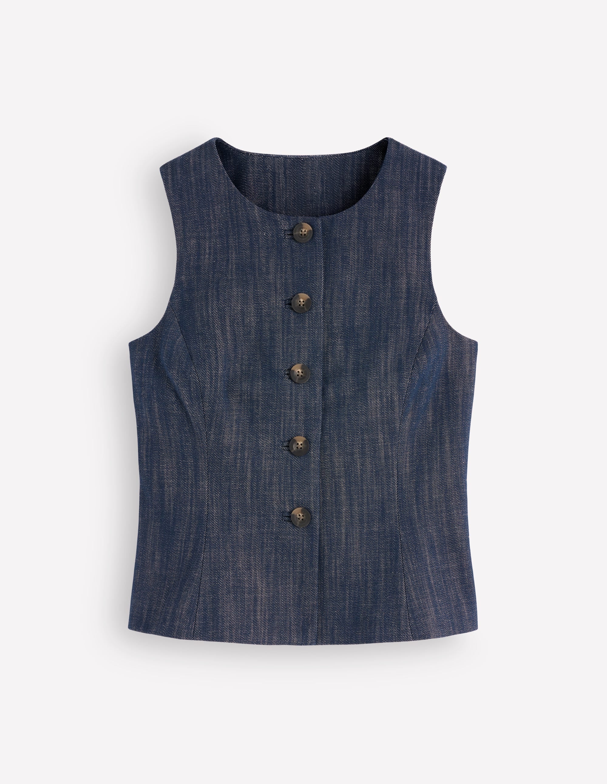 Denim Peplum Waistcoat-Indigo - Image 6