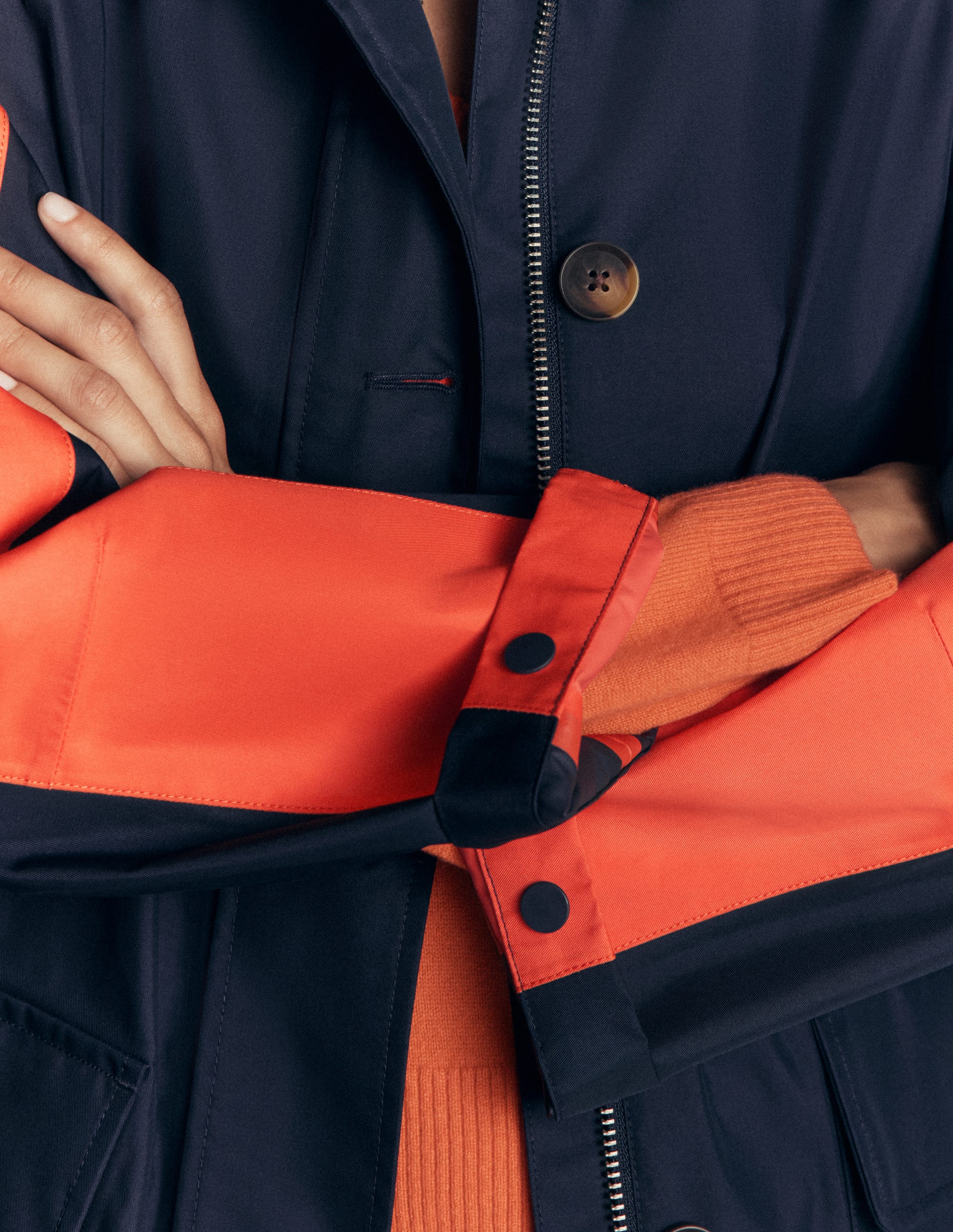 Colour block Raincoat-Navy - Image 6
