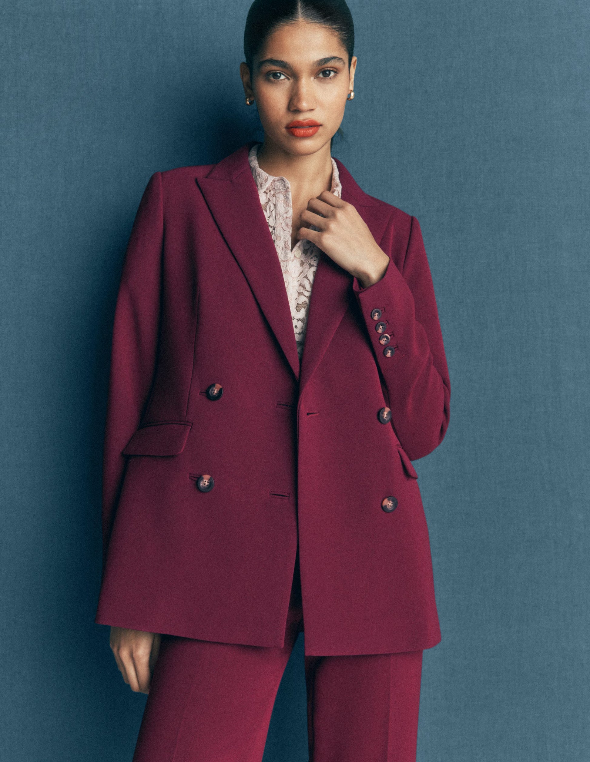 Keswick Double Breasted Blazer-Deep Wisteria-5