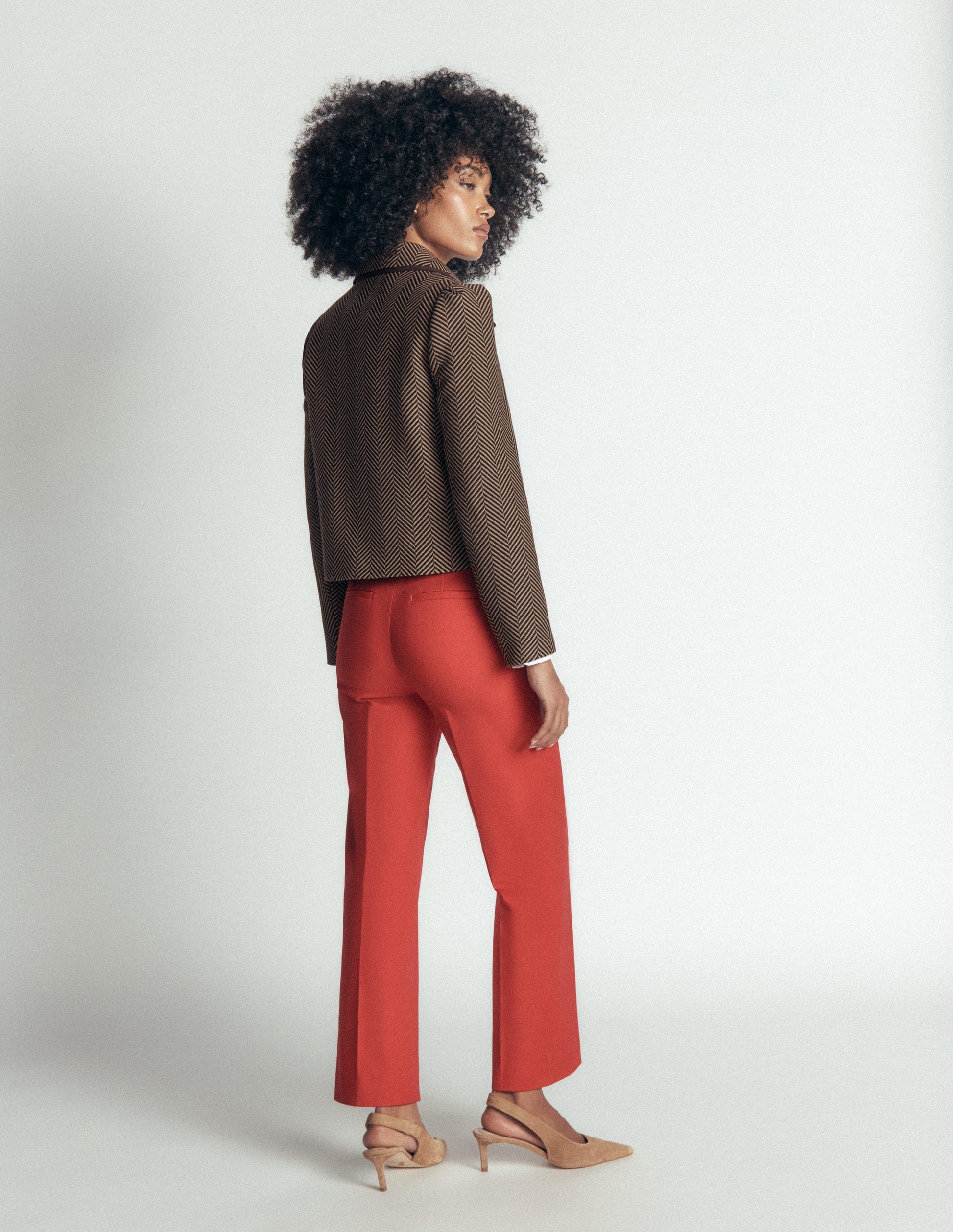 Branscombe Wool Bow Jacket-Brown Herringbone-3