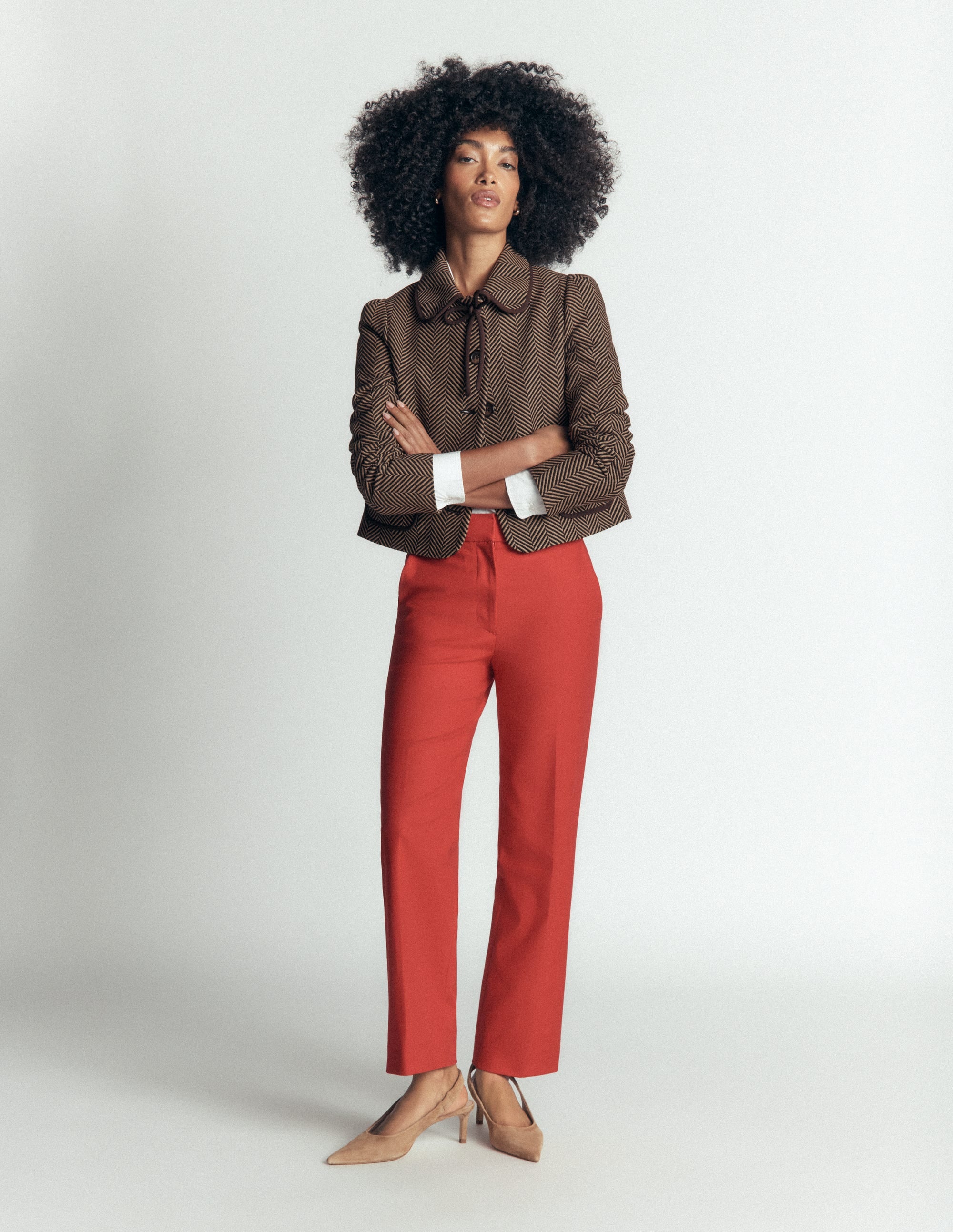 Branscombe Wool Bow Jacket-Brown Herringbone - Image 4