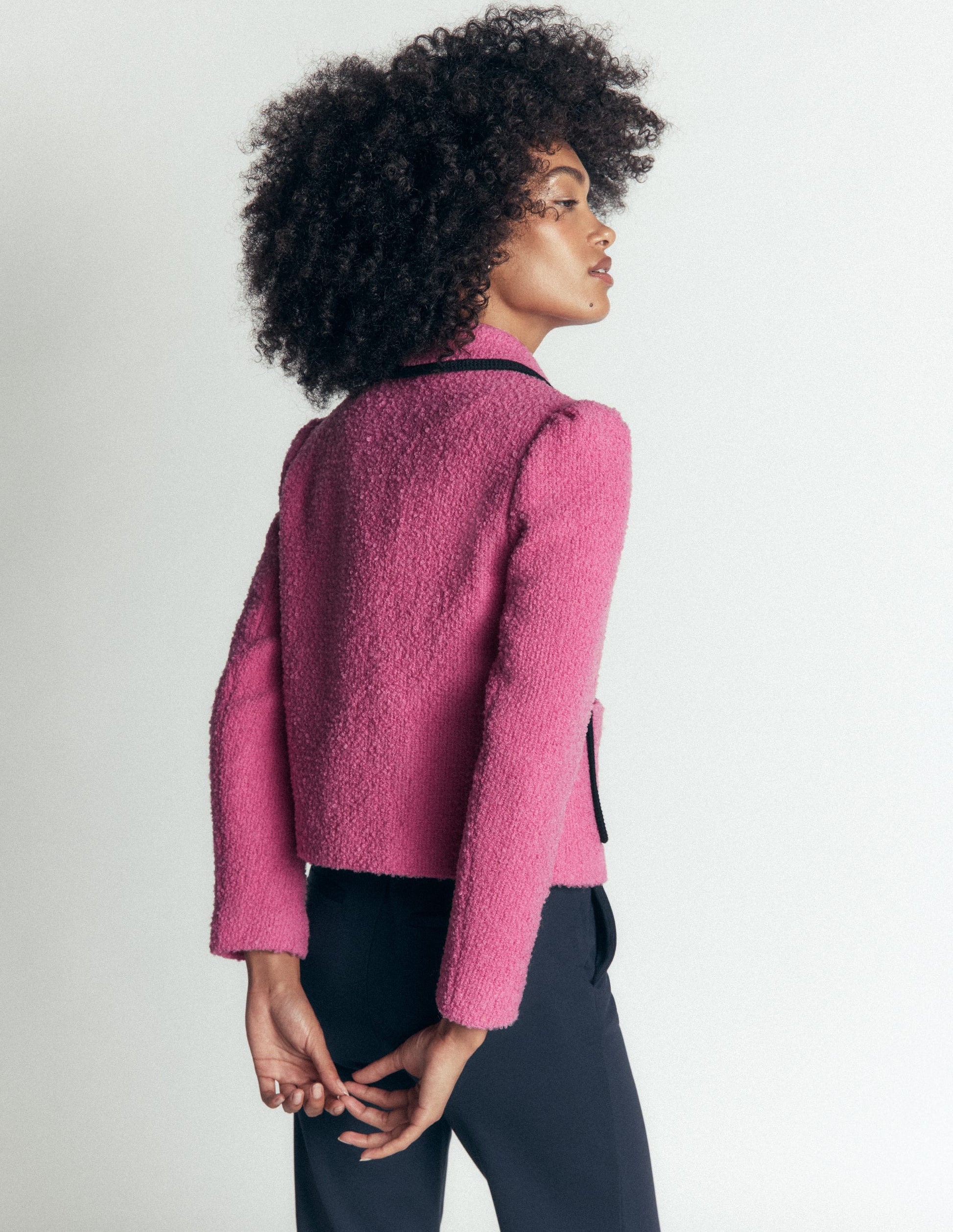 Branscombe Wool Bow Jacket-Pink Solid-4