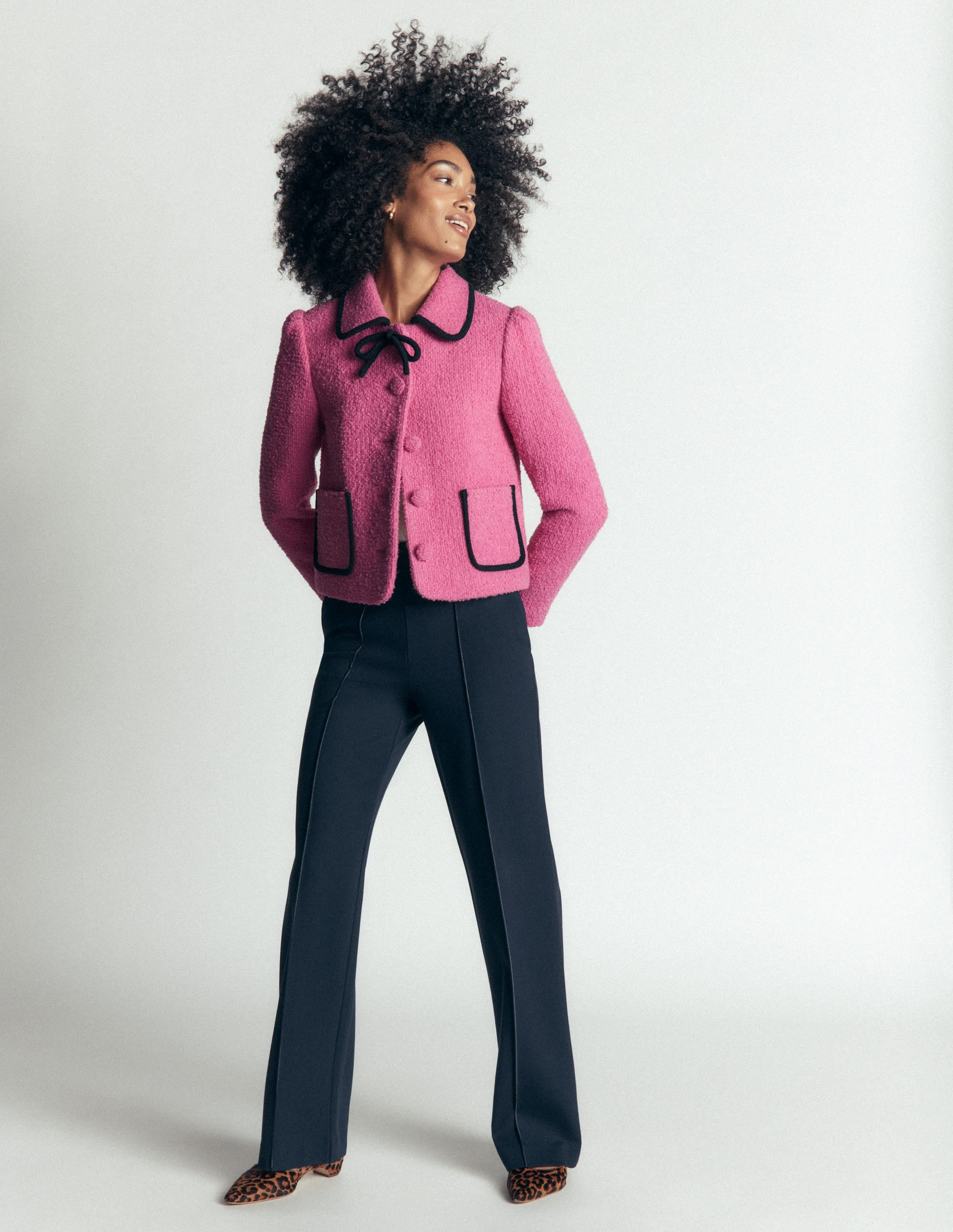 Branscombe Wool Bow Jacket-Pink Solid - Image 4