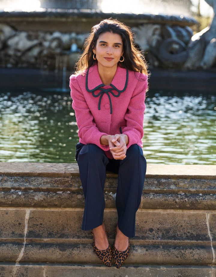 Branscombe Wool Bow Jacket-Pink Solid