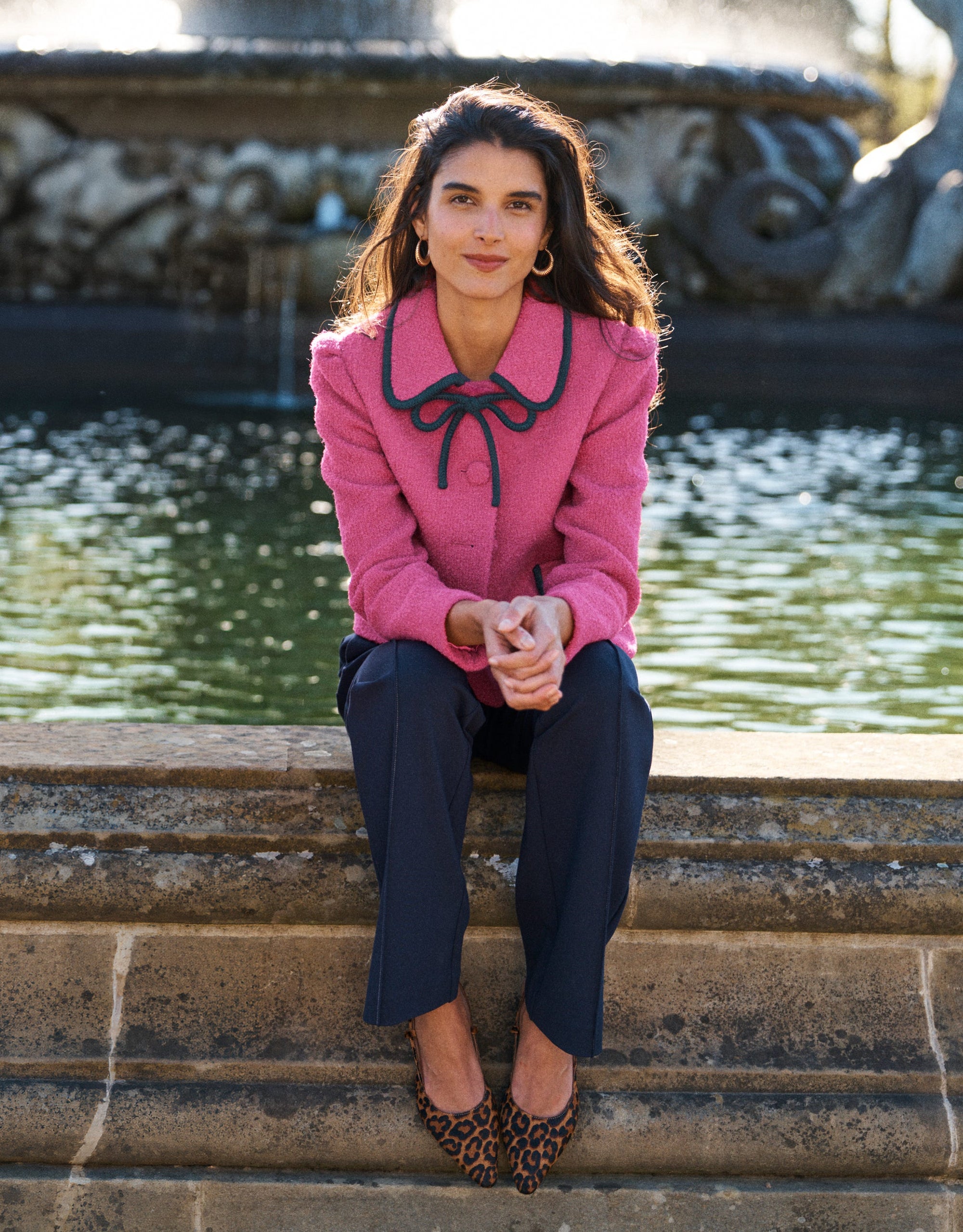 Branscombe Wool Bow Jacket-Pink Solid - Image 1