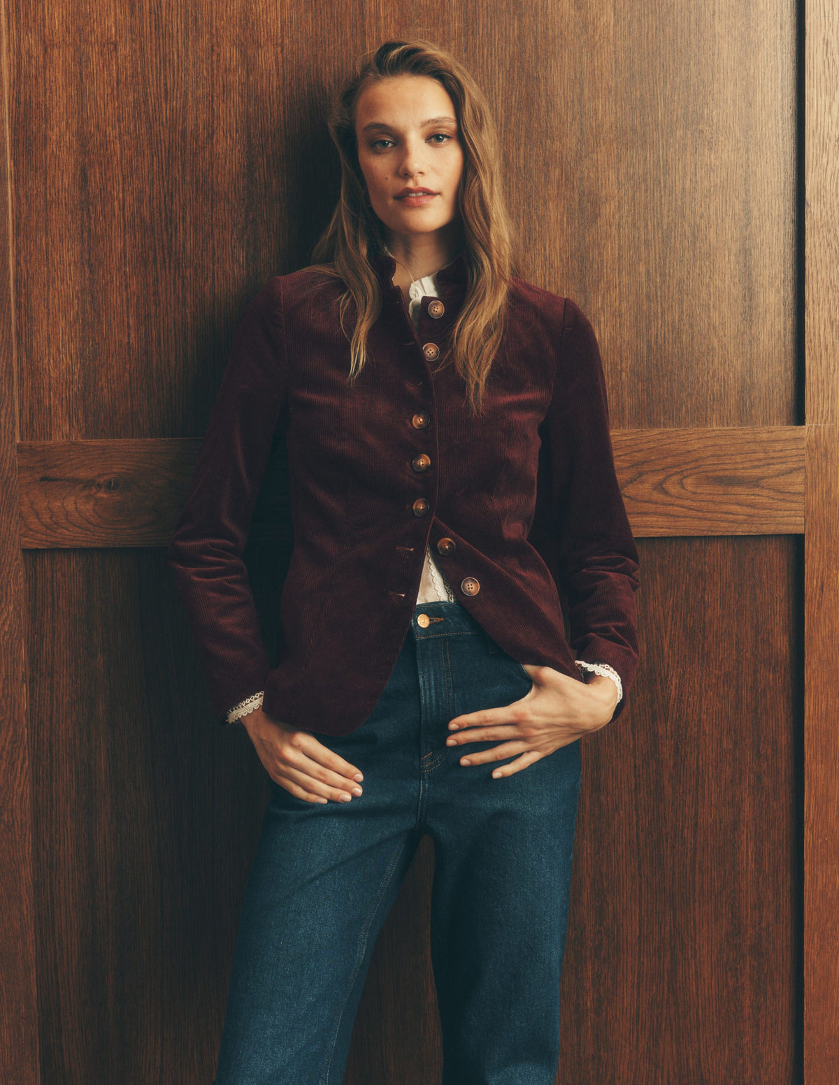 Hereford Military Cord Jacket-Dark Cherry - Image 1