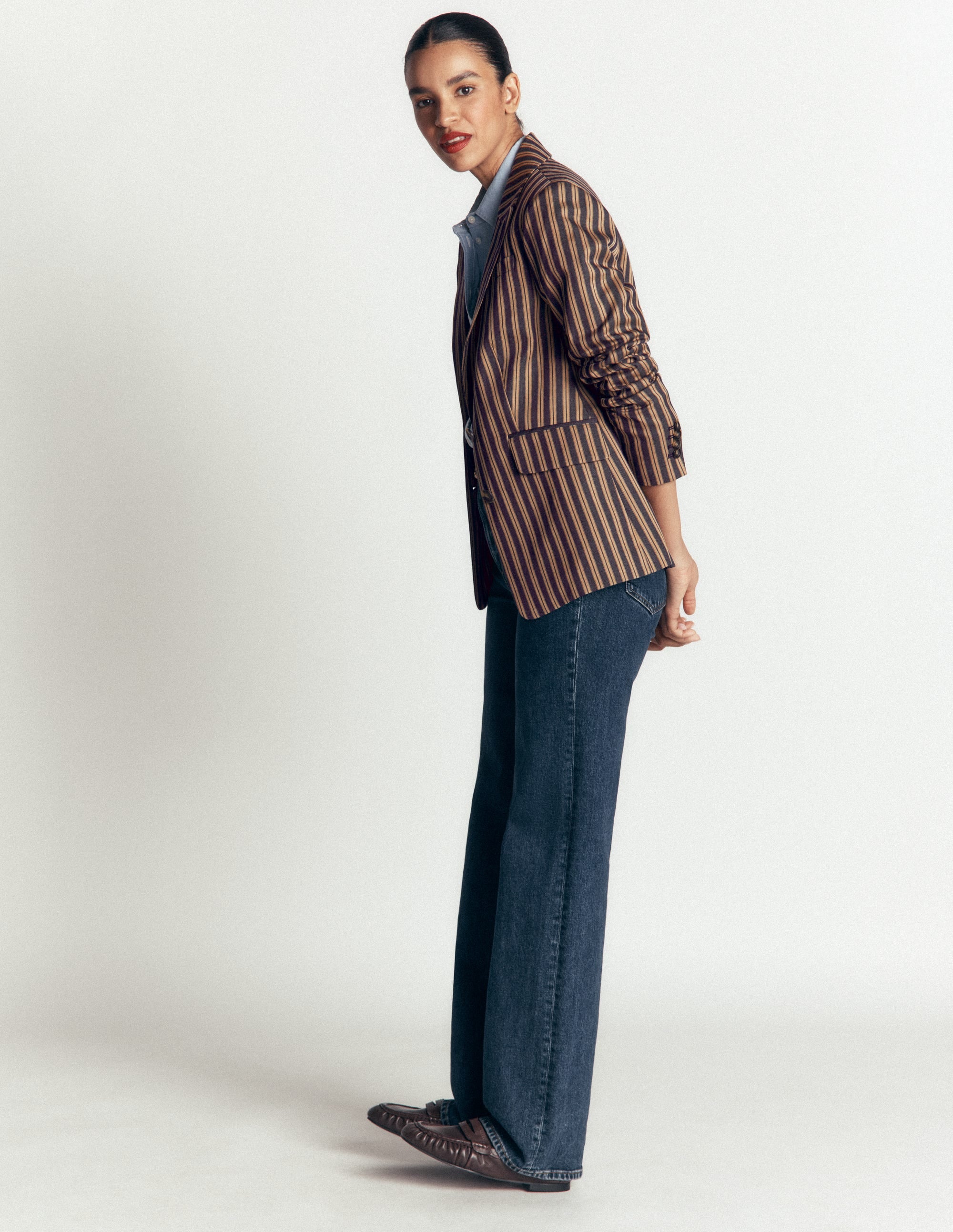 Stamford Tailored Blazer-Navy, Camel Tram Stripe - Image 7