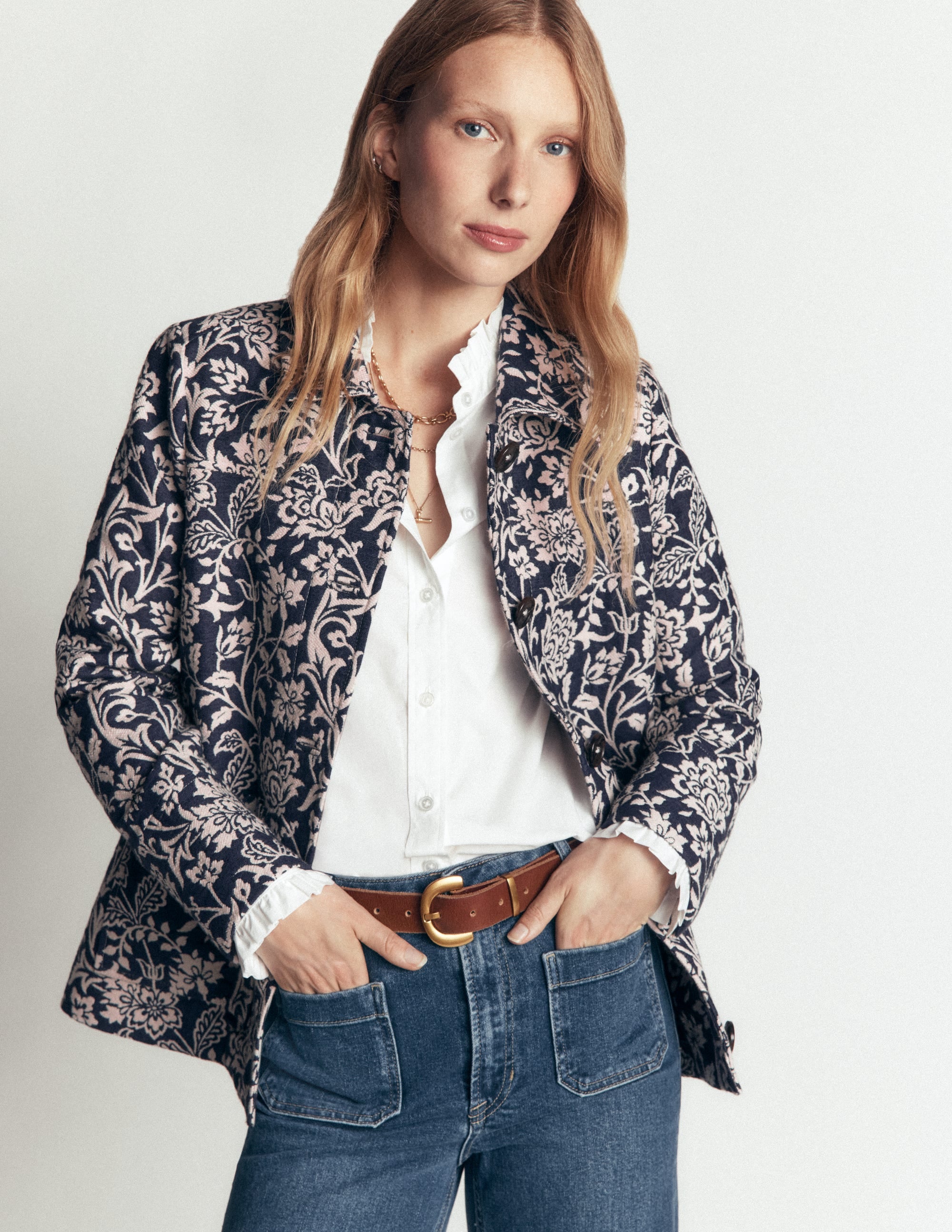 Fife Jacquard Chore Jacket-Navy - Image 2