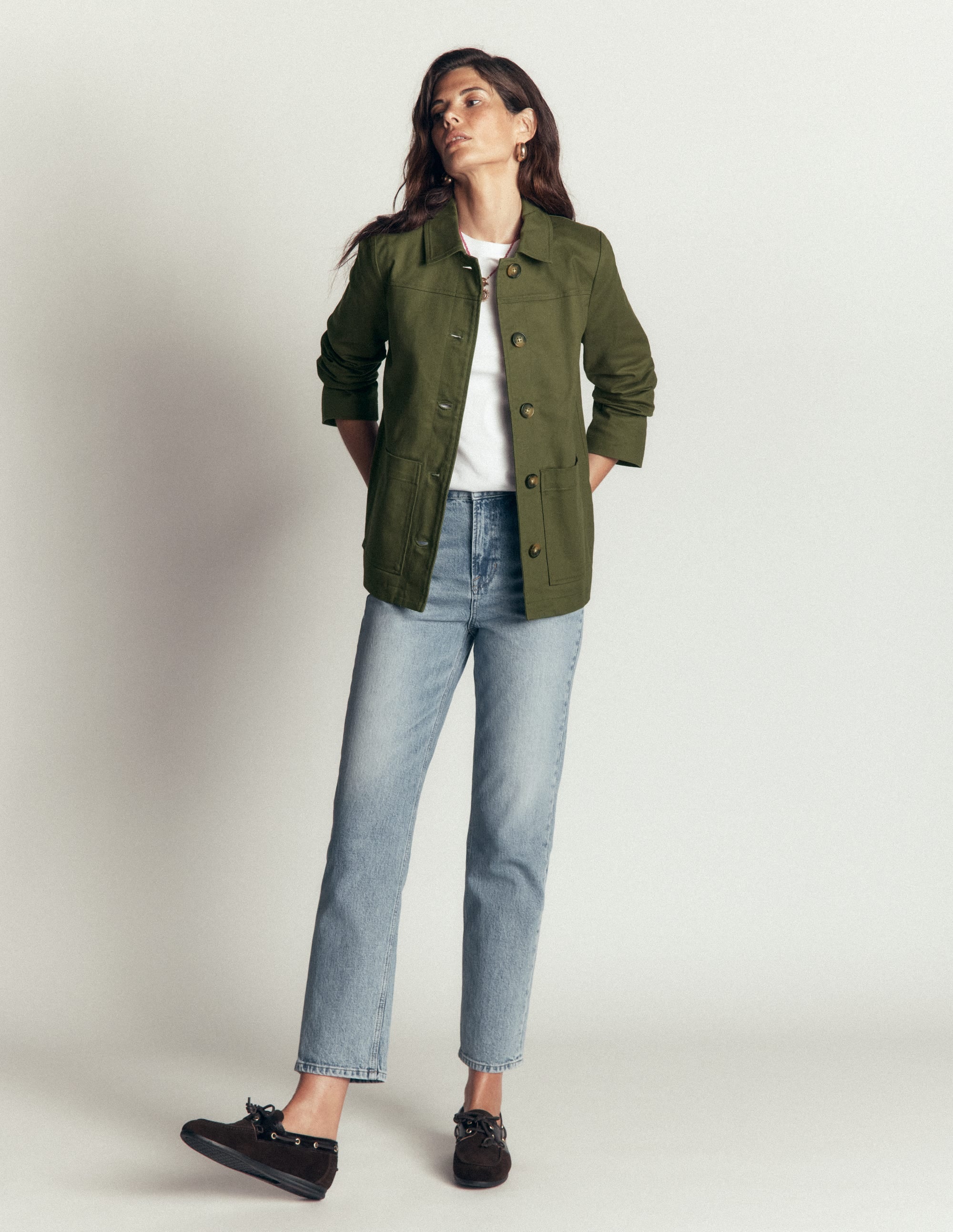 Fife Cotton Chore Jacket-Khaki Embellished - Image 6