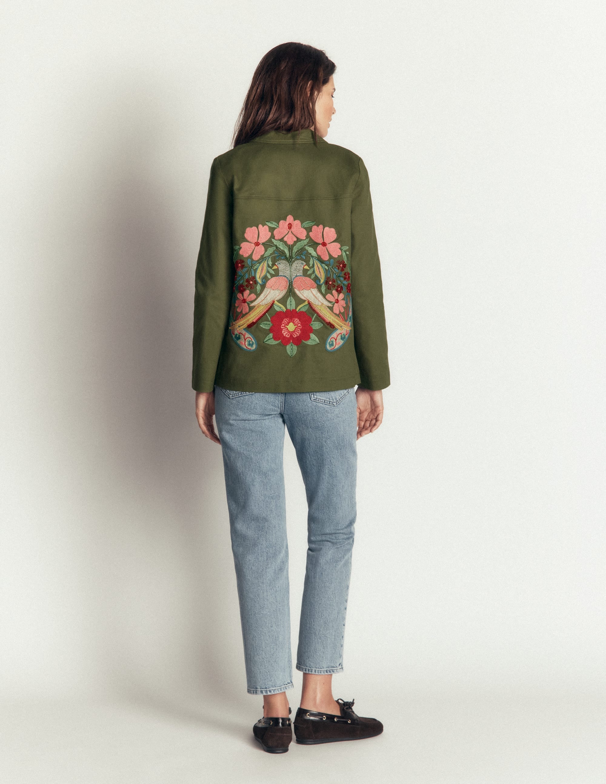 Fife Cotton Chore Jacket-Khaki Embellished - Image 7