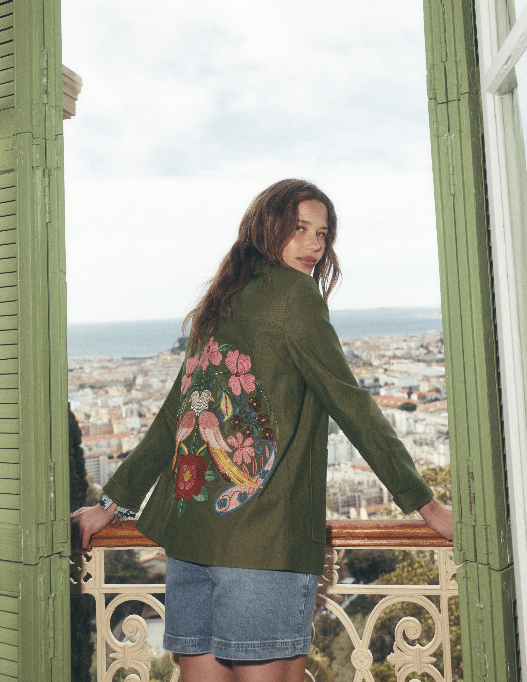 Fife Cotton Chore Jacket-Khaki Embellished - Image 6