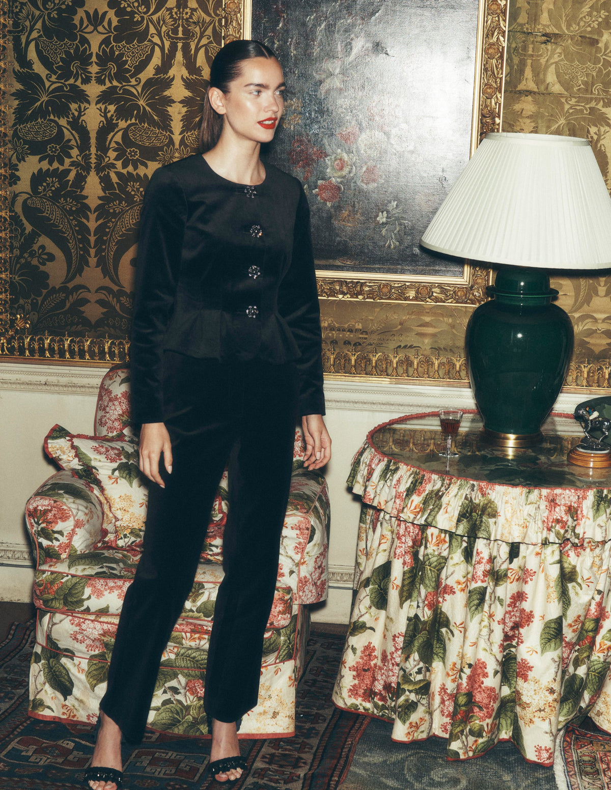 Velvet Waisted Jacket-Black-1