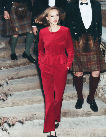 Velvet Waisted Jacket-Savvy Red