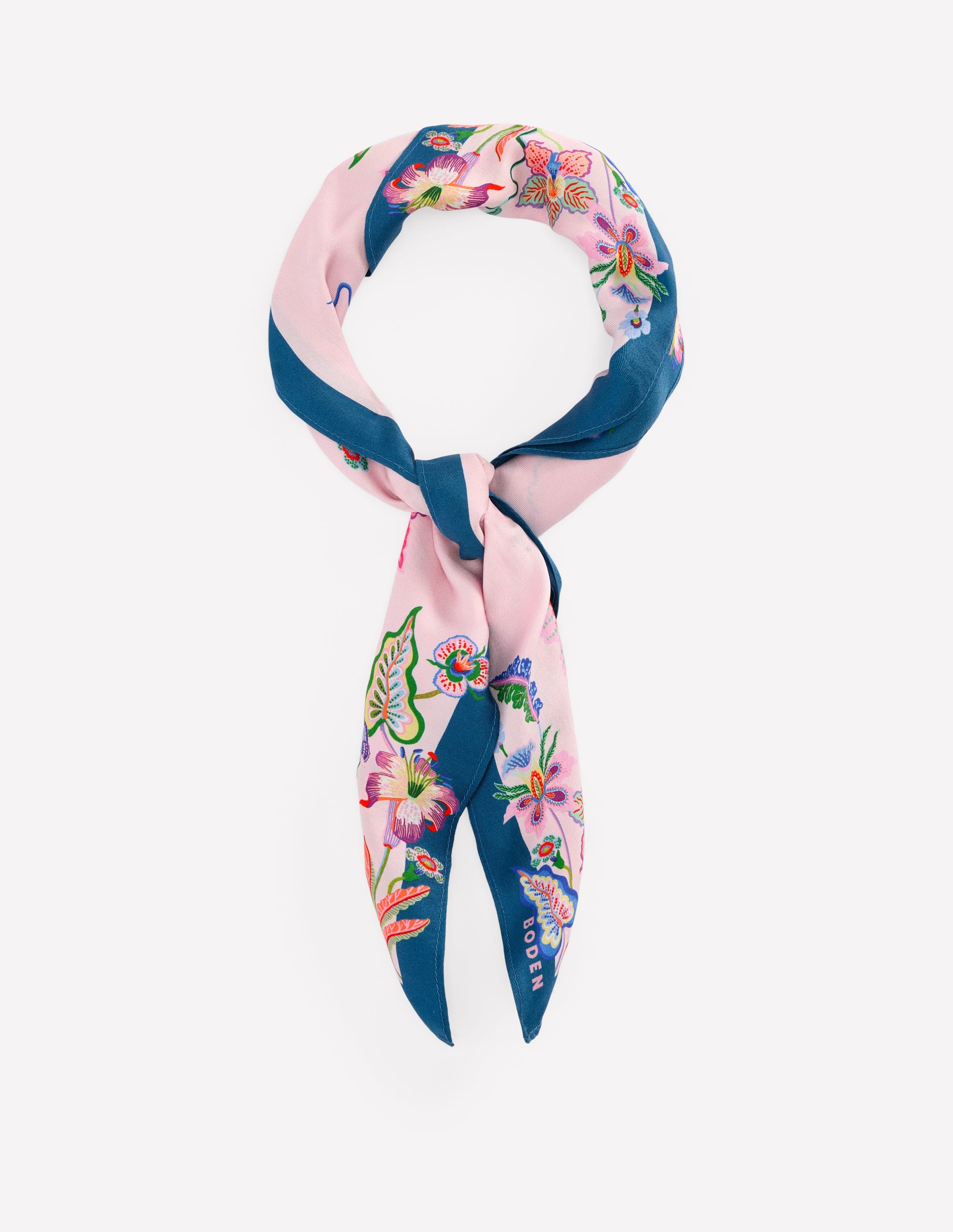 Elisabeth Silk Square Scarf-Tourmaline Blue, Orchid Canopy - Image 2