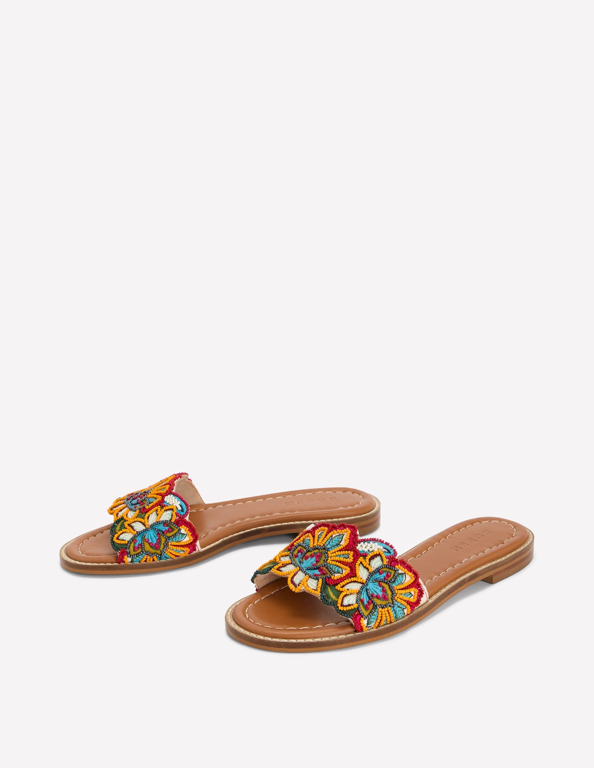 Beaded Flower Flat Sandal-Floral Multi Embroidery-3