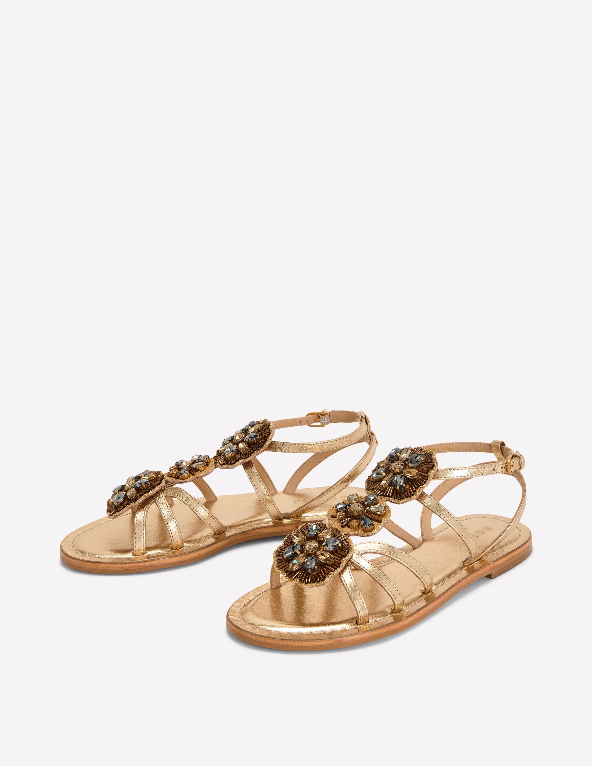 Crystal Flat Sandals-Gold-3