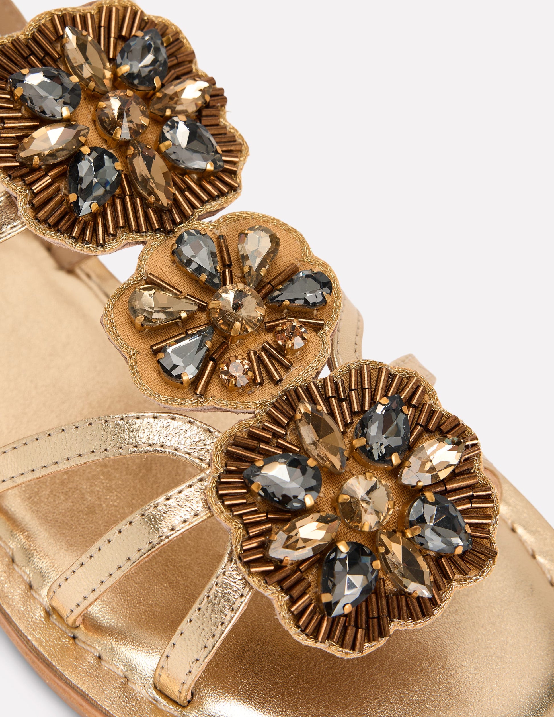 Crystal Flat Sandals-Gold-4