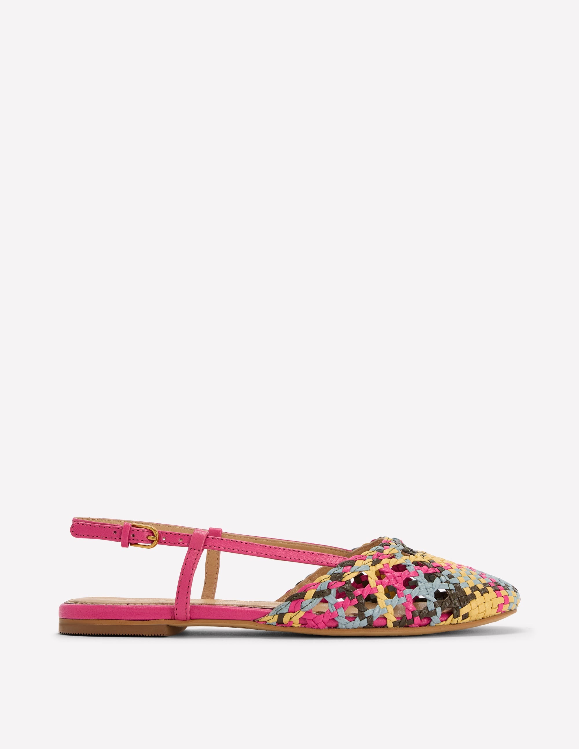 Woven Slingback Flats-Multi Check - Image 1