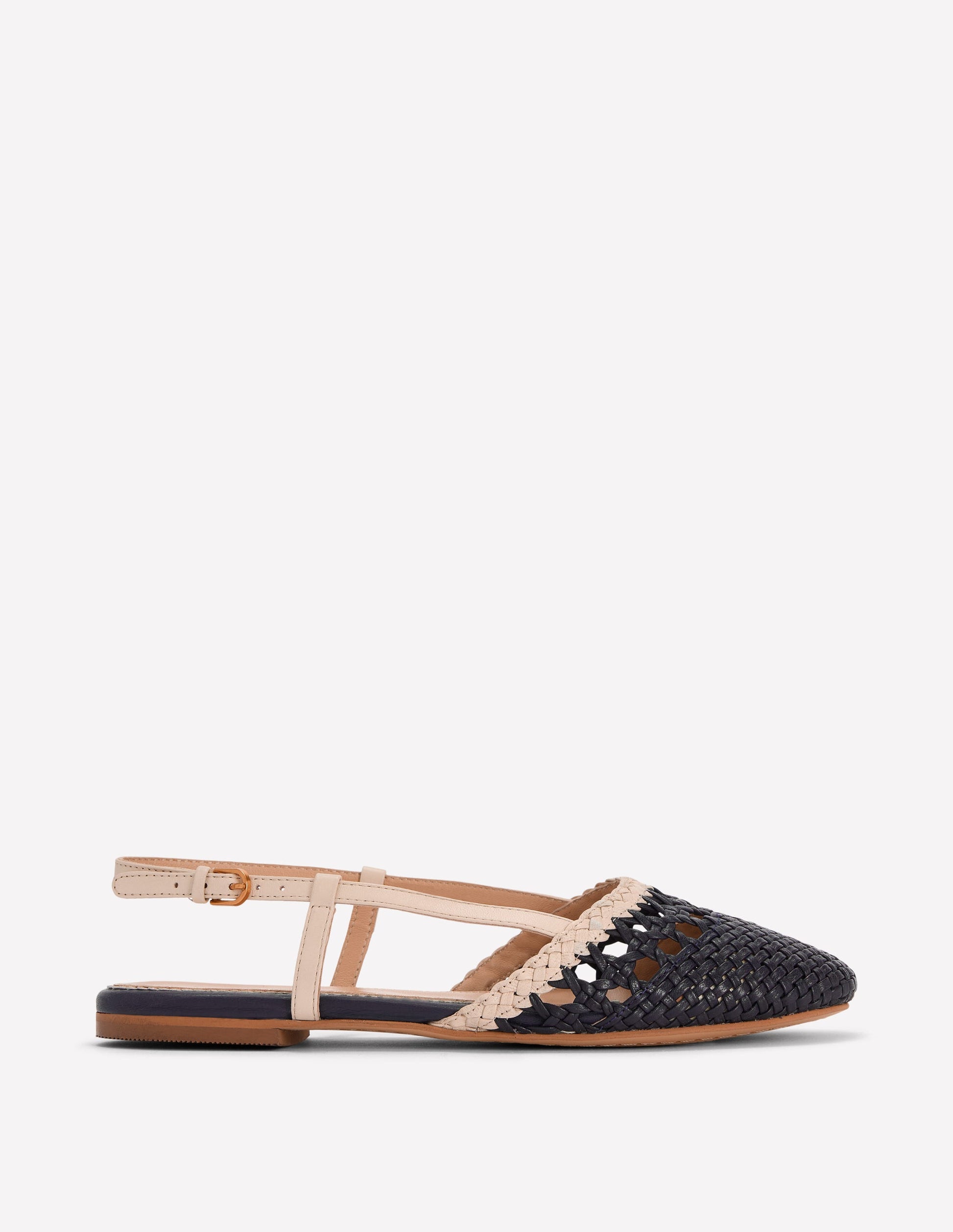 Woven Slingback Flats-Navy/Ivory-1