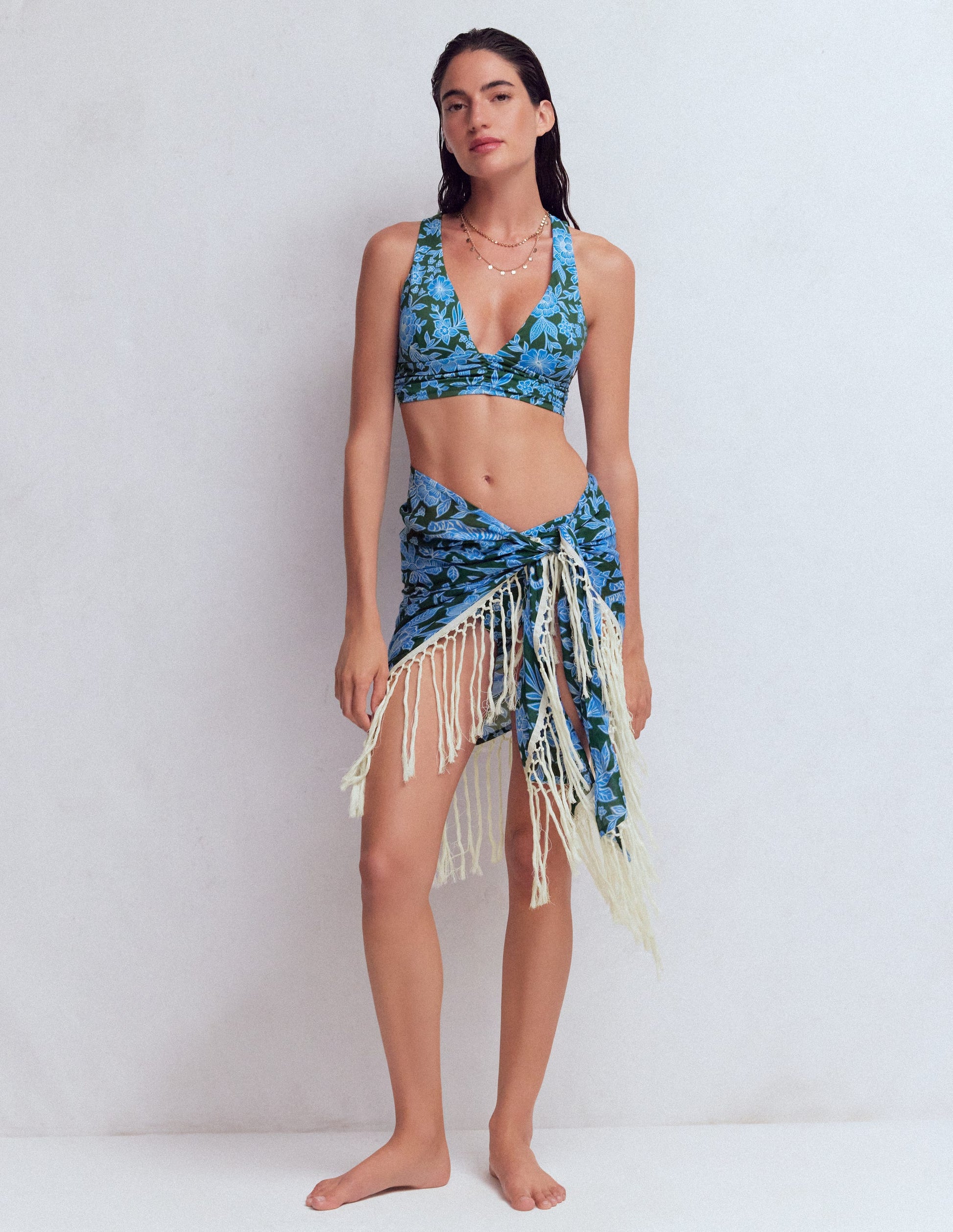 Tassel Sarong-Dark Green, Tigers Paradise-1