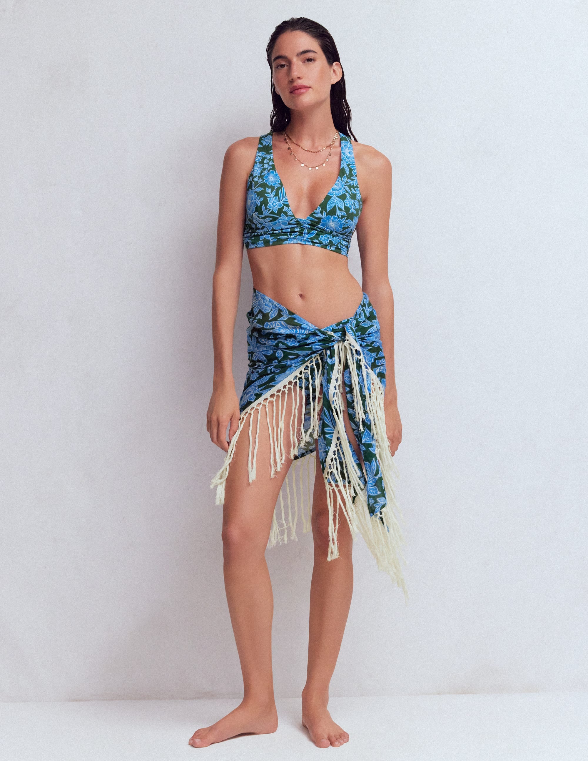 Tassel Sarong-Dark Green, Tigers Paradise - Image 1