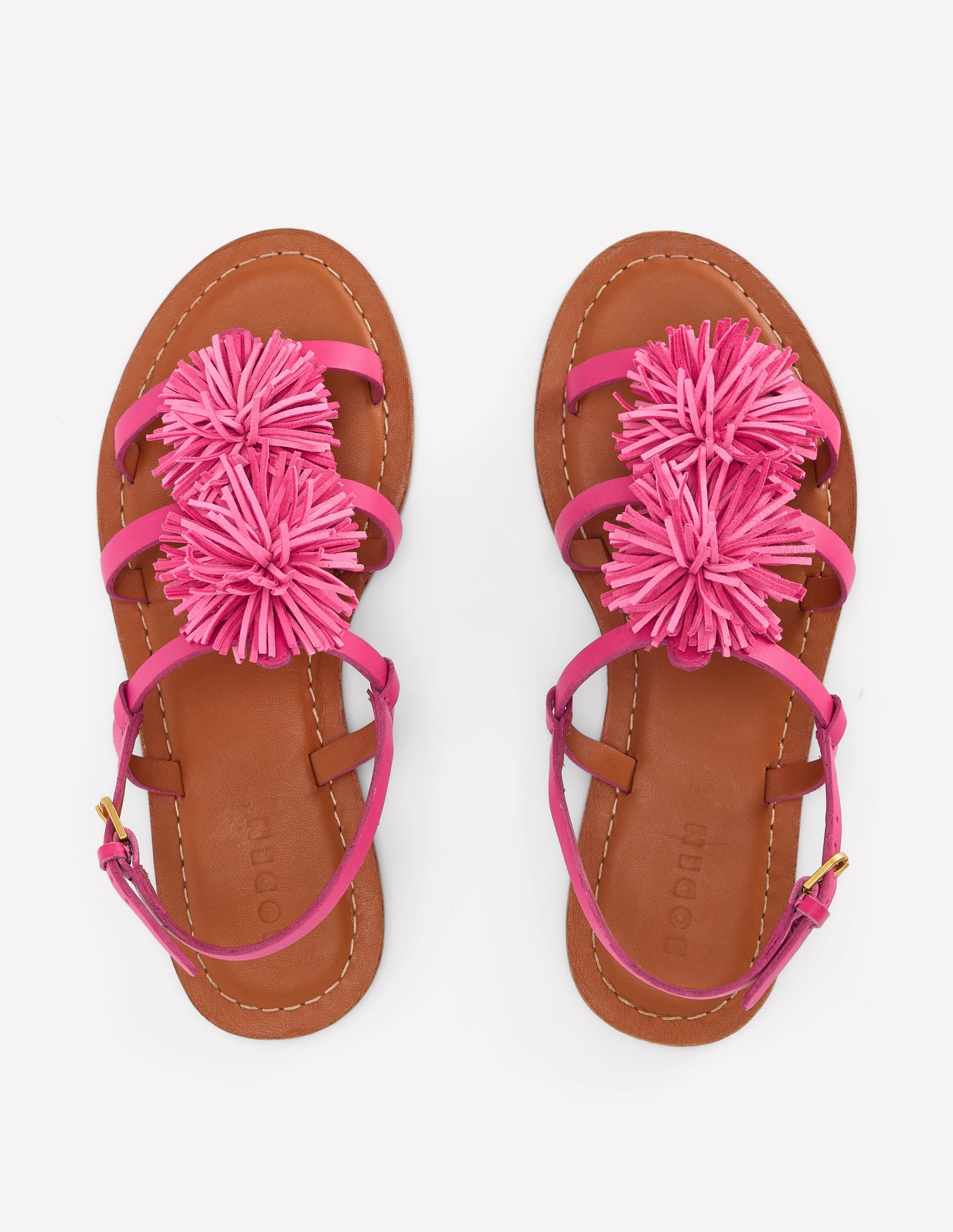 Pom Pom Flat Sandals-Pink-5