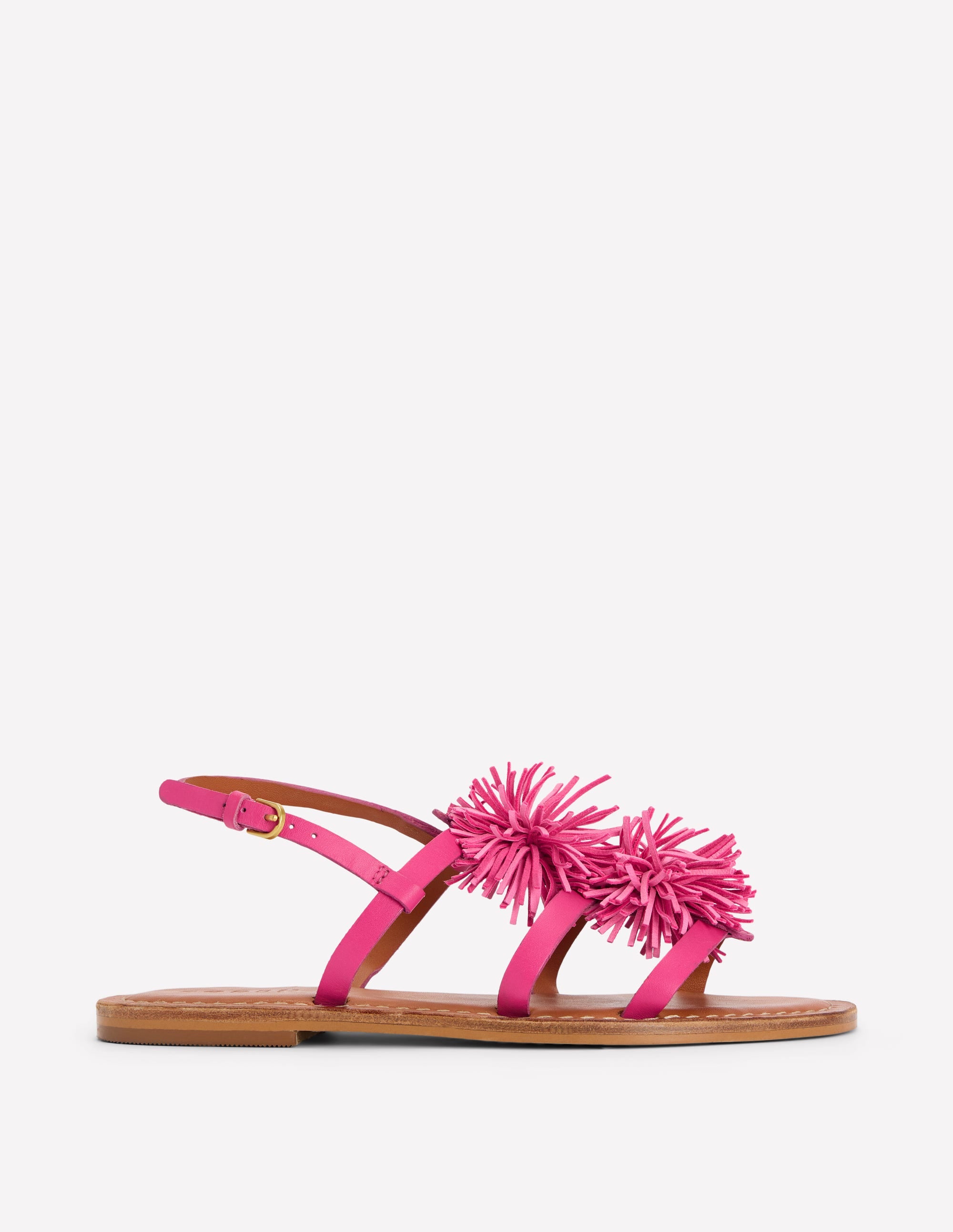 Pom Pom Flat Sandals-Pink - Image 1