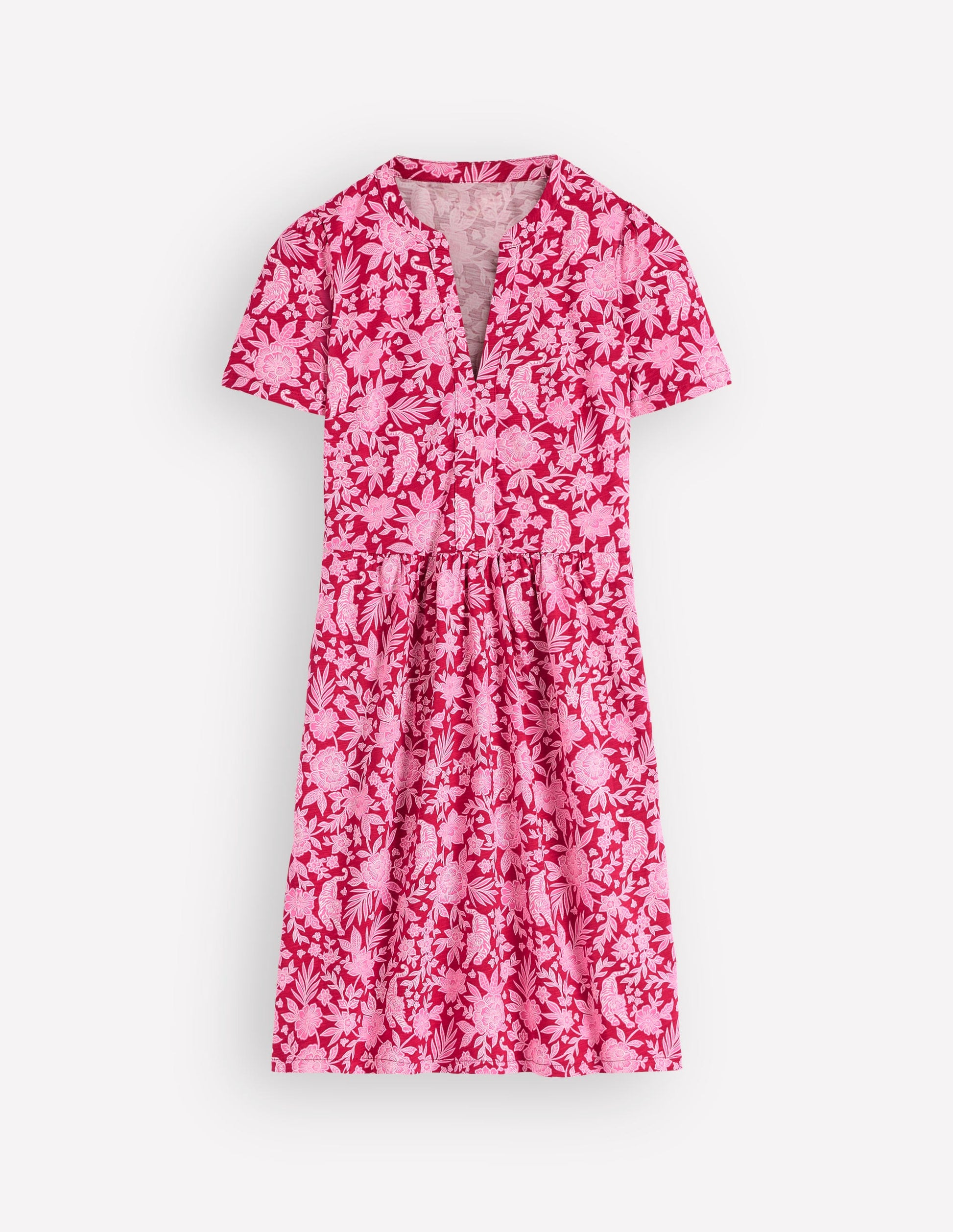 Naomi Short Jersey Dress-Pomegranate, Tigers Paradise-5