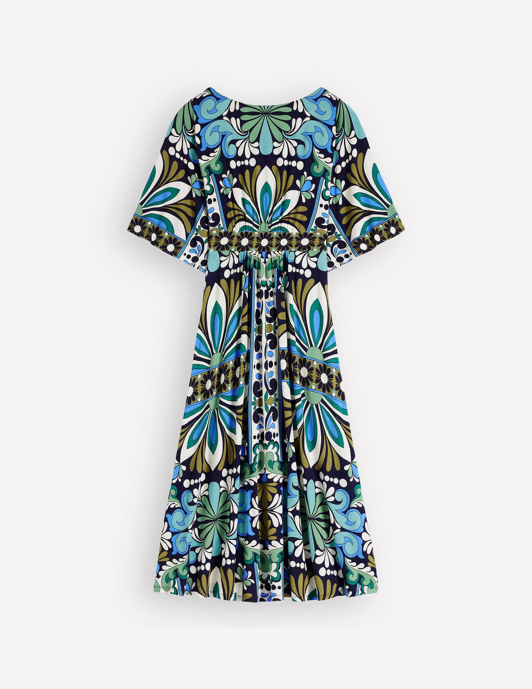 Imelda Kimono Jersey Dress-Navy, Bloom Tapestry-10