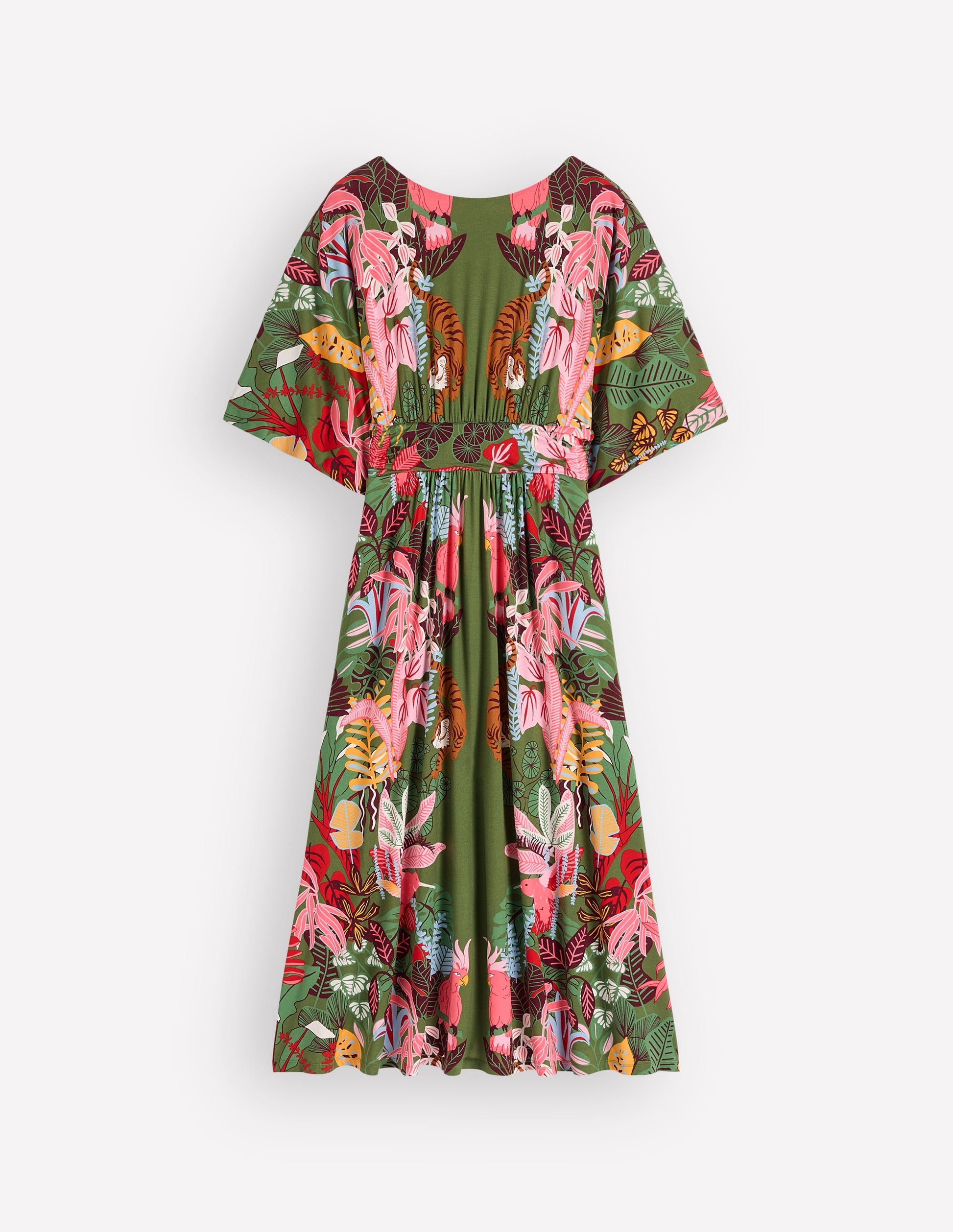 Imelda Kimono Jersey Dress-Olive, Tropical Safari-8