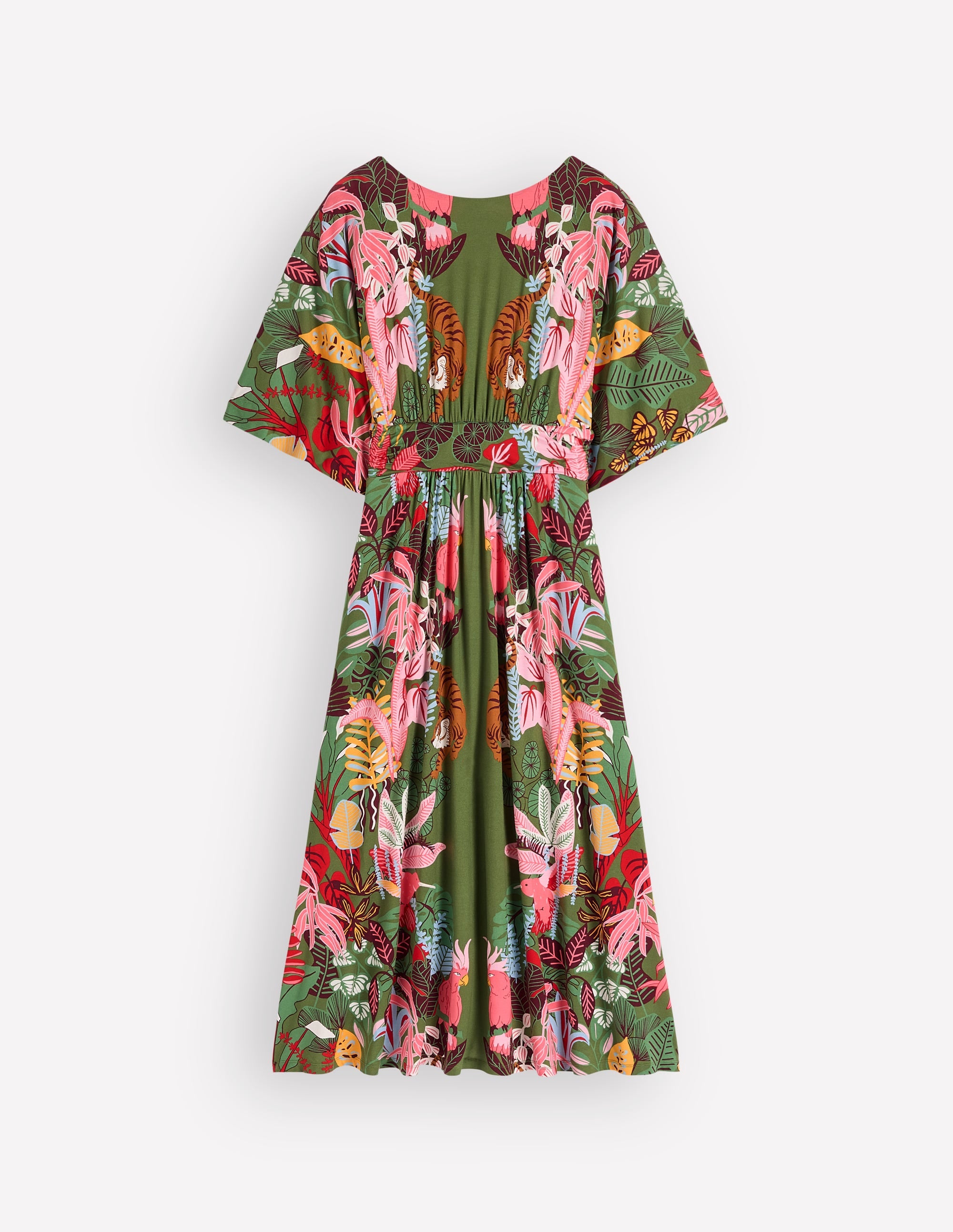 Imelda Kimono Jersey Dress-Olive, Tropical Safari - Image 7