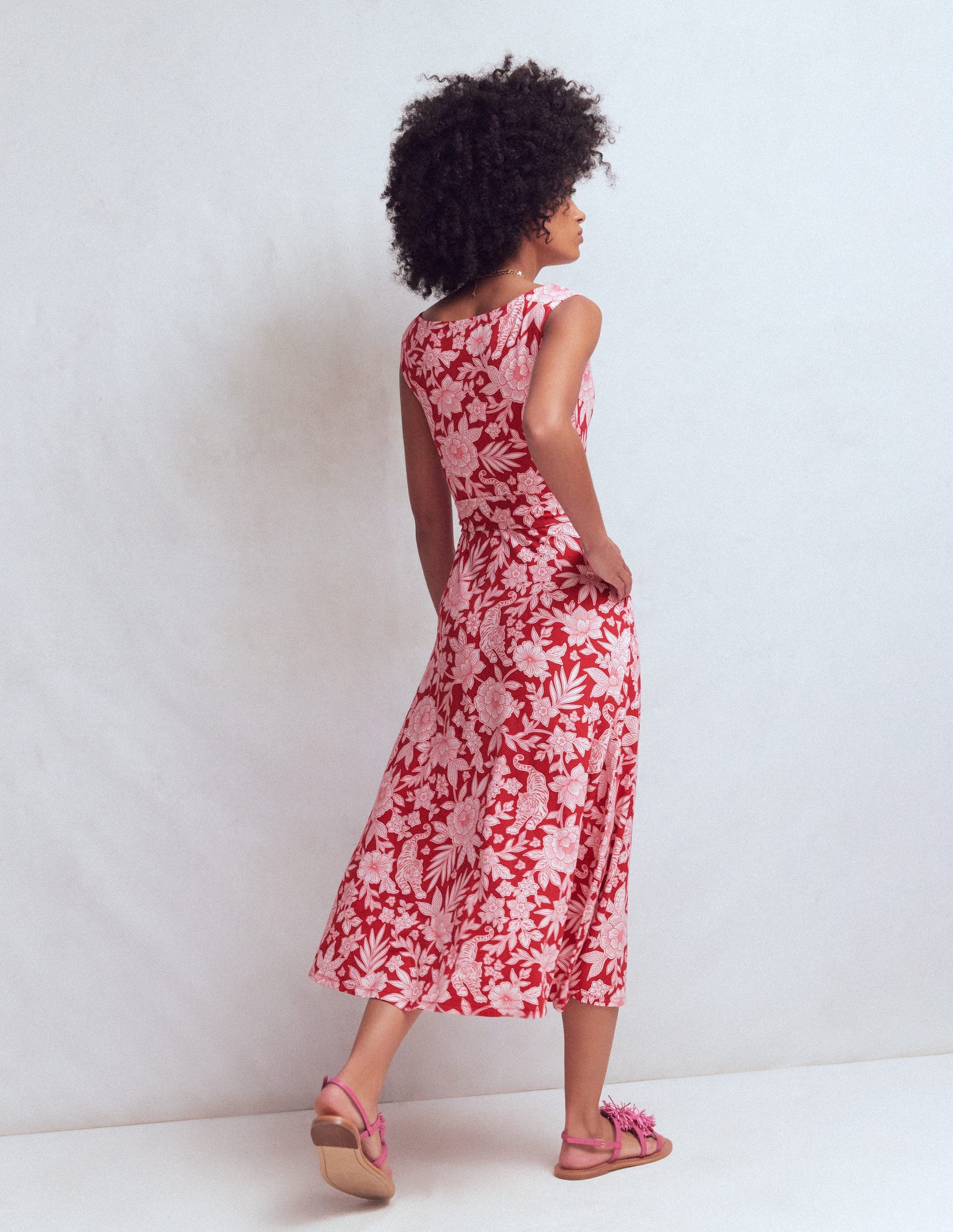 Tamsin Jersey Midi Dress-Spicy Red, Tigers Paradise-3