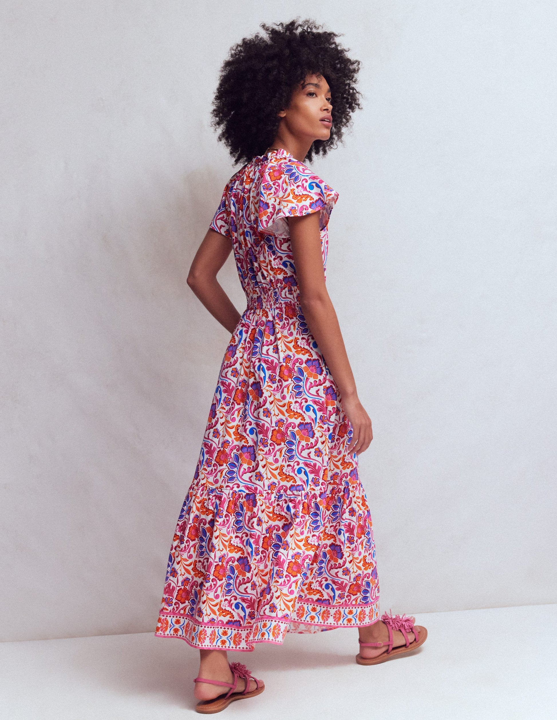 Tala Tiered Jersey Maxi Dress-Pink, Flourishing Meadow-3