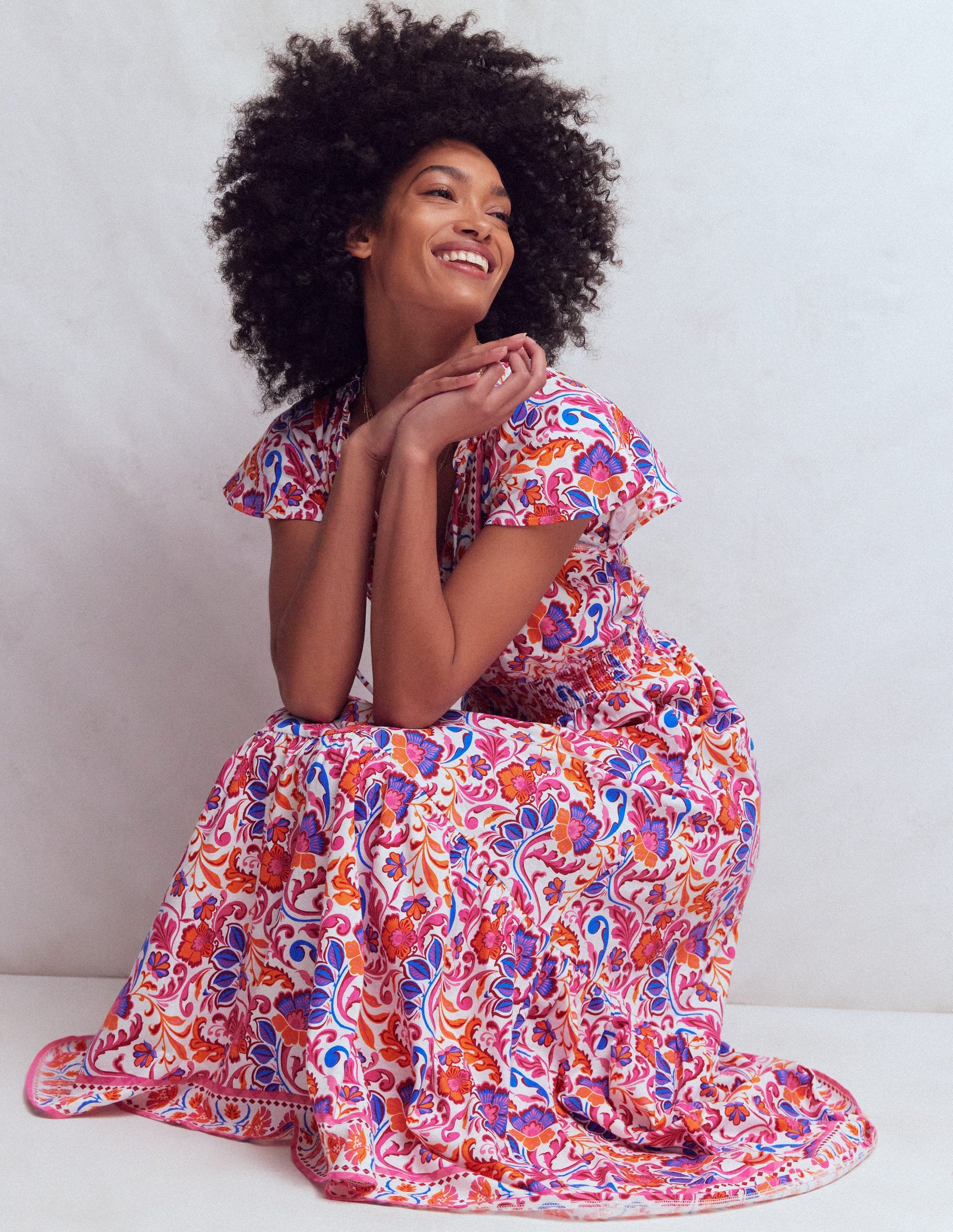 Tala Tiered Jersey Maxi Dress-Pink, Flourishing Meadow-5