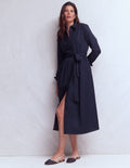 Alexa Cotton Midi Shirt Dress-Navy