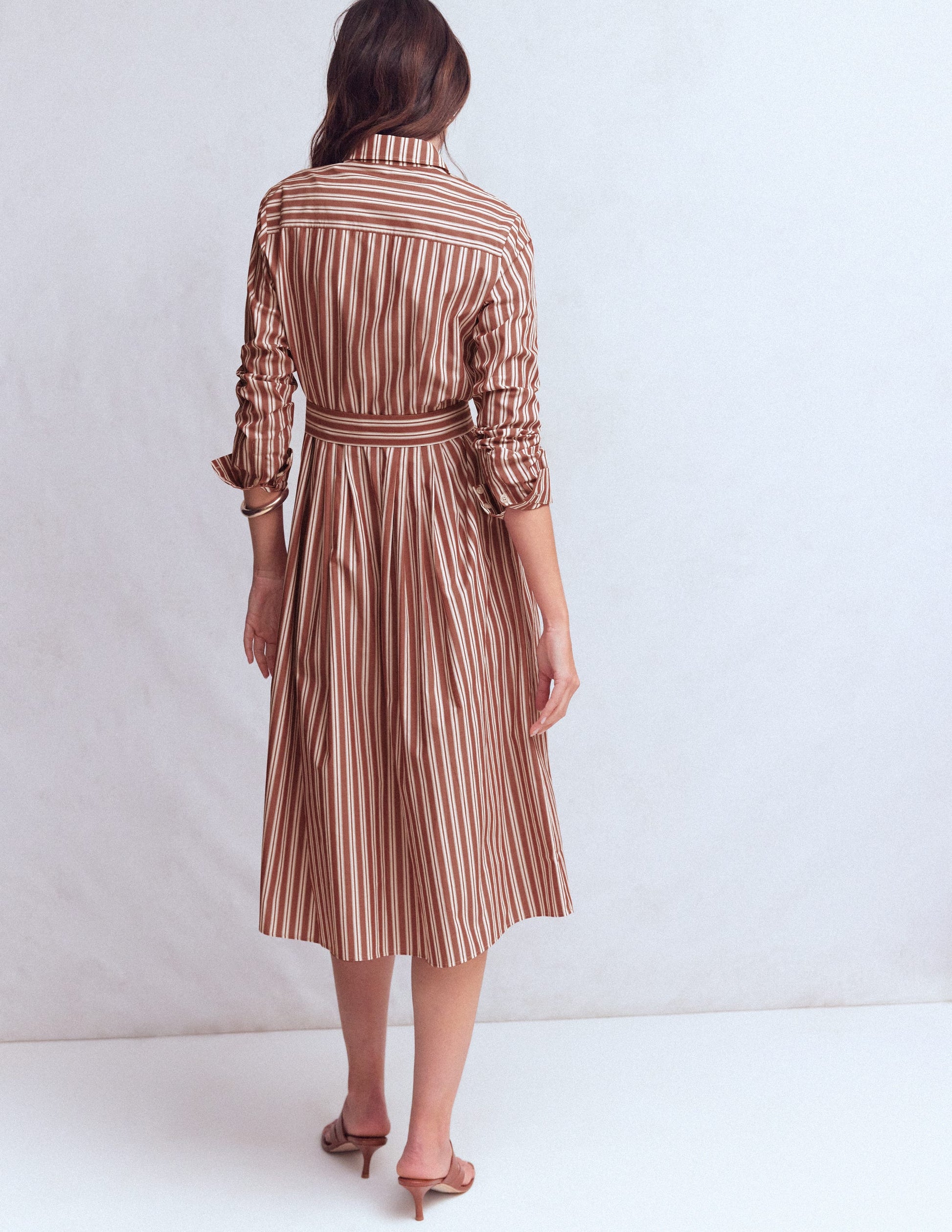 Alexa Cotton Midi Shirt Dress-Red Stripe-3