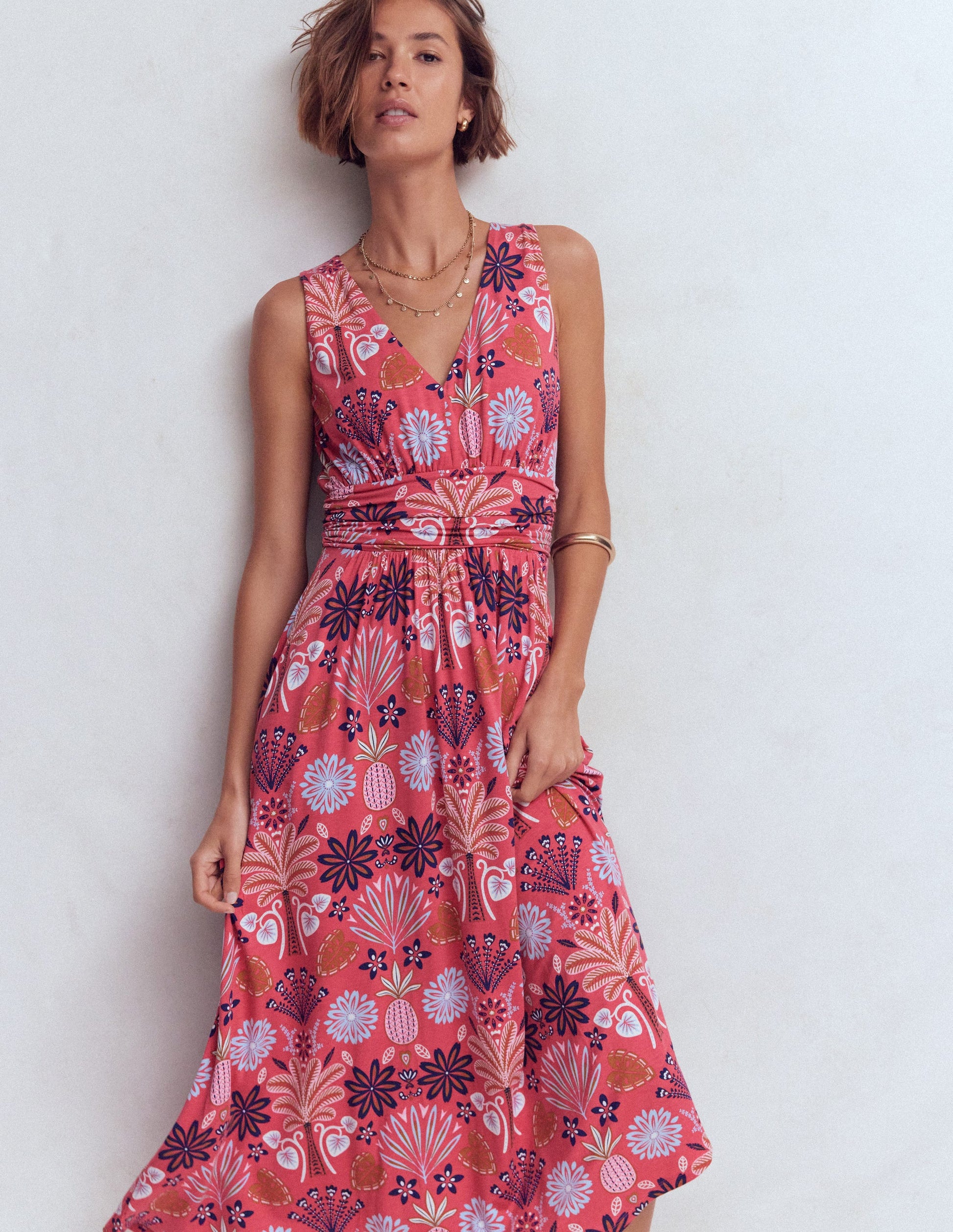 Elodie Jersey Maxi Dress-Cherry Blush, Tropical Forest-5
