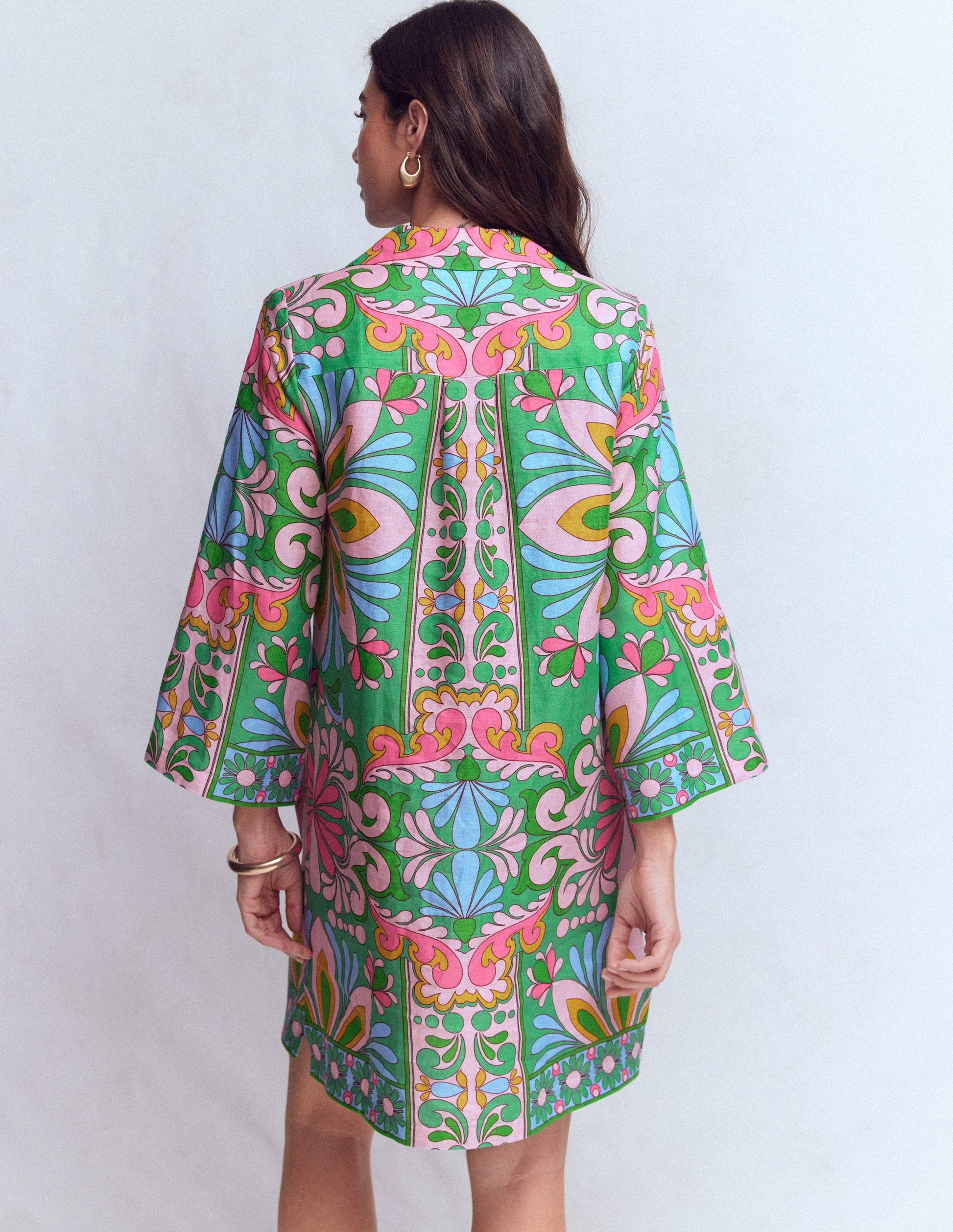 Carmen Linen Short Dress-Multi Bloom Tapestry-4