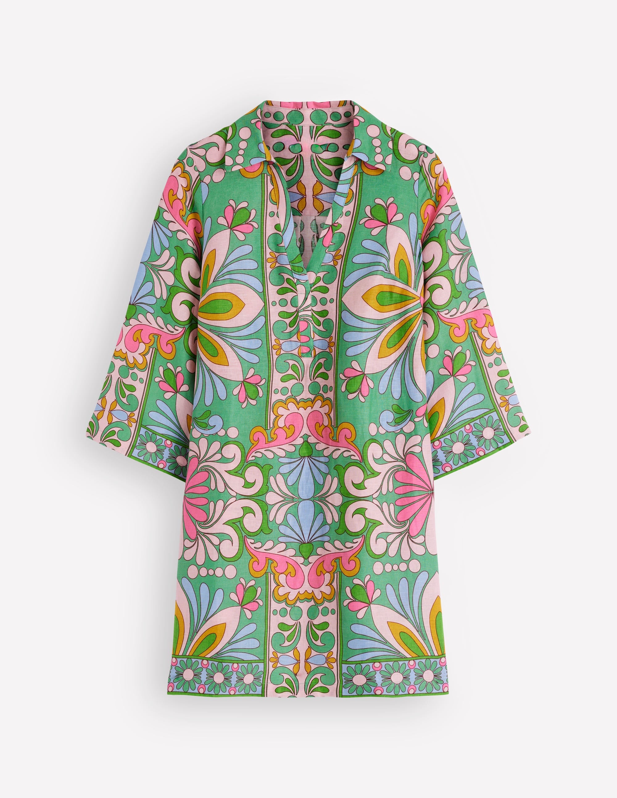 Carmen Linen Short Dress-Multi Bloom Tapestry - Image 7
