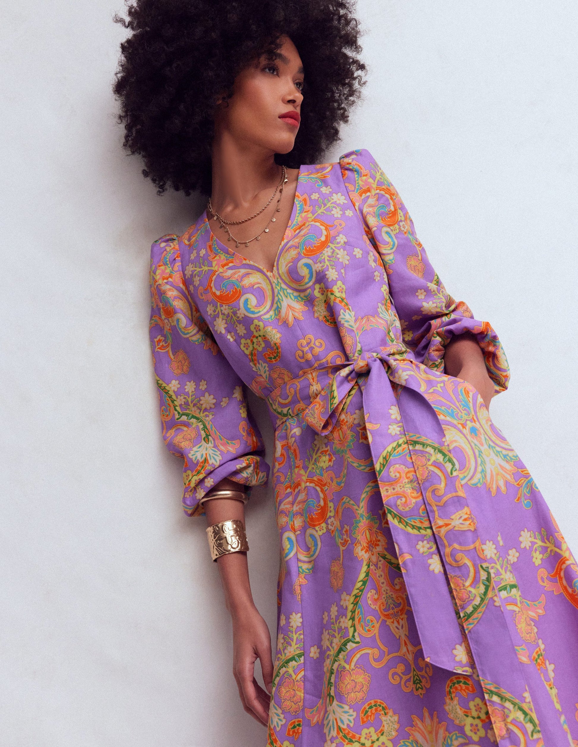 Florence Linen Blend Dress-Multi Enchanting Bouquet-4