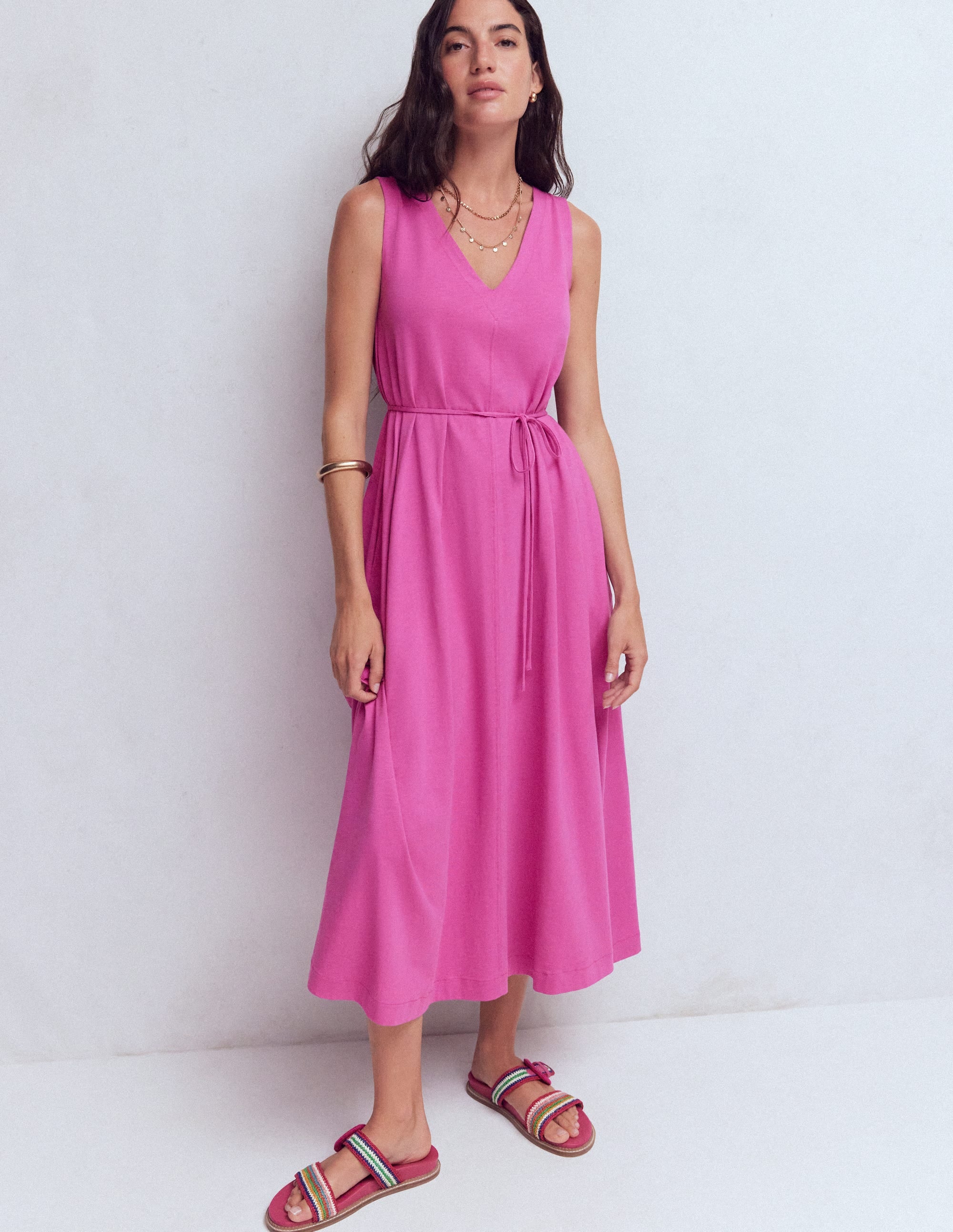 Mia V-neck Jersey Midi Dress-Passion Flower - Image 1