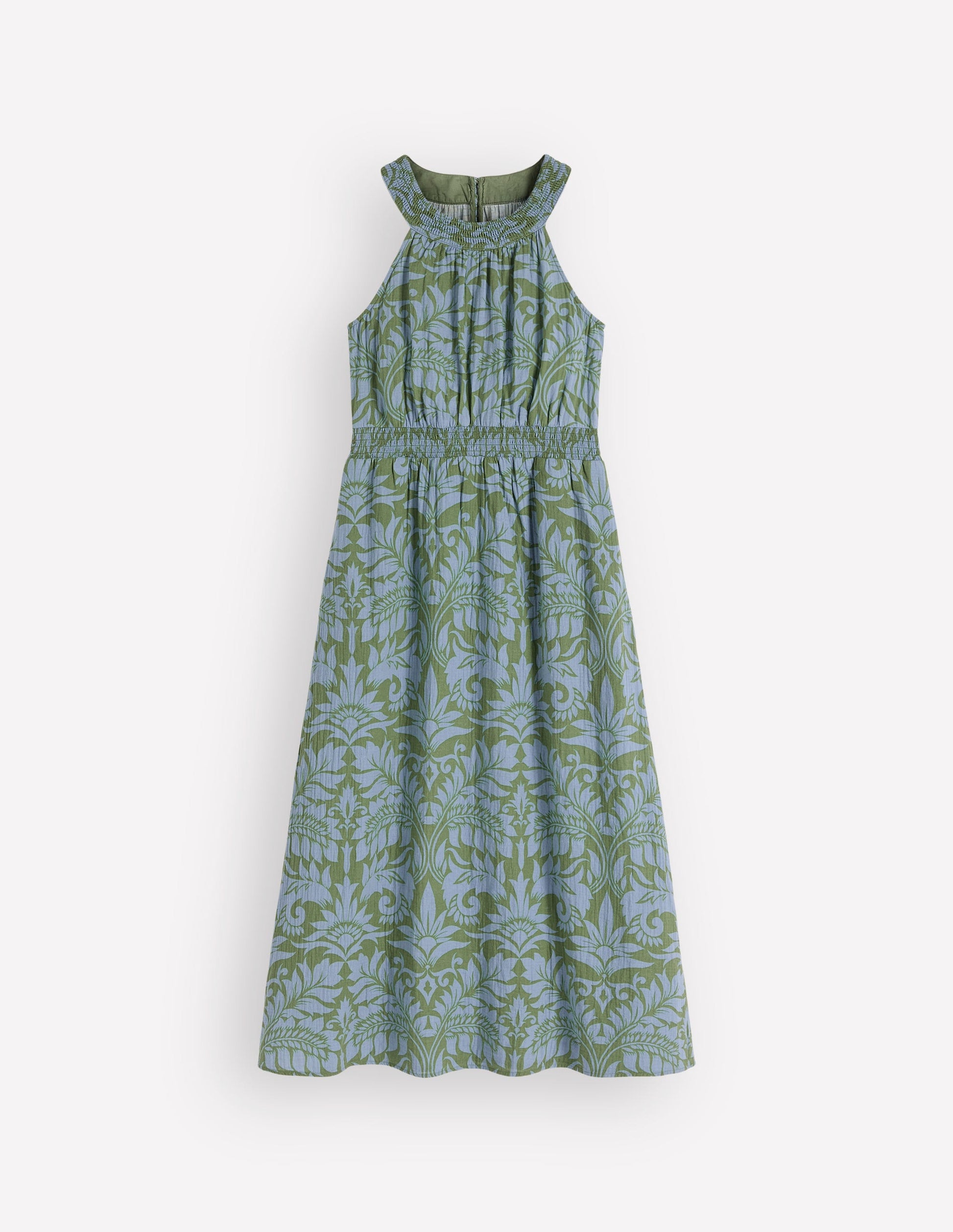 Daphne Double Cloth Dress-Green Ornamental Foliage-6