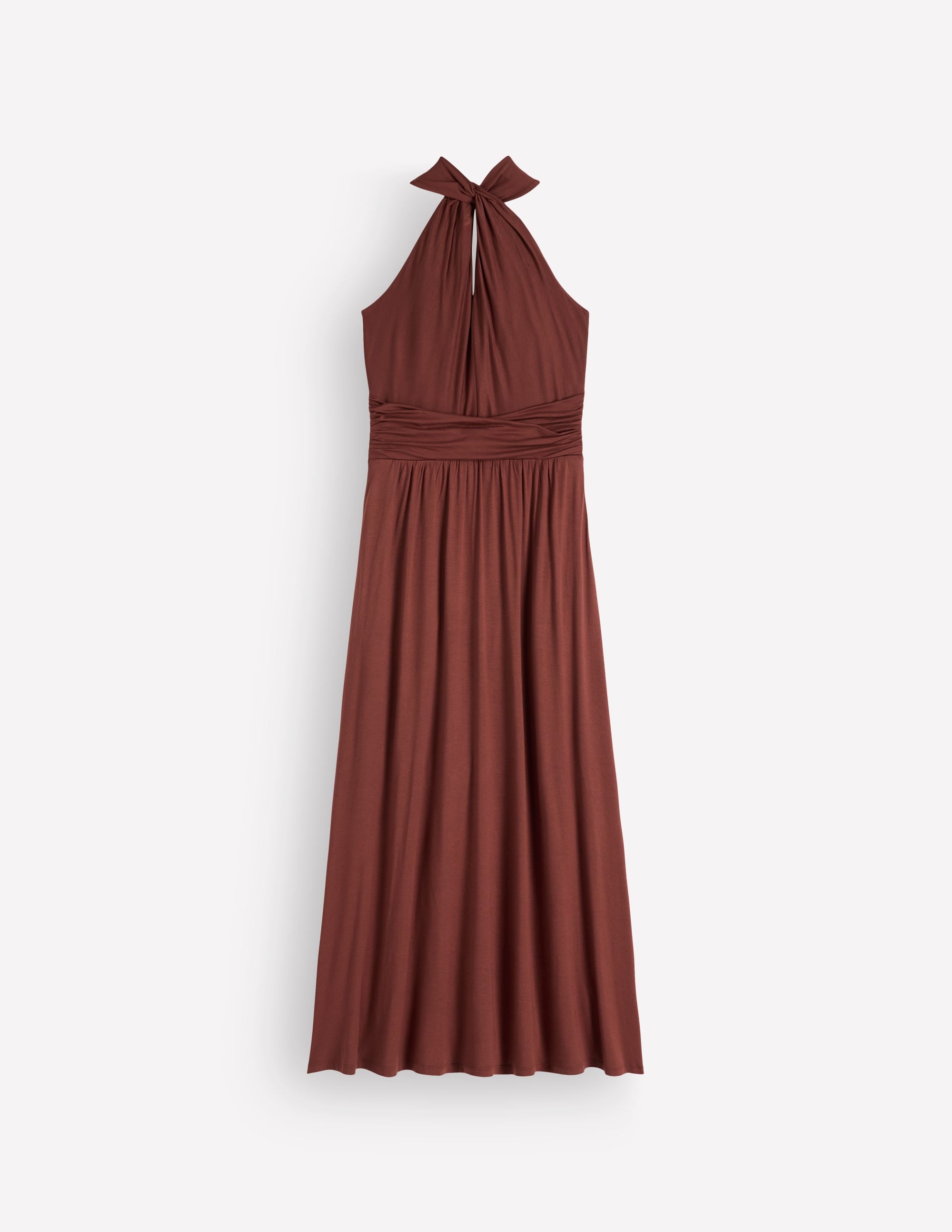 Sydney Twist Neck Jersey Dress-Bitter Chocolate - Image 7