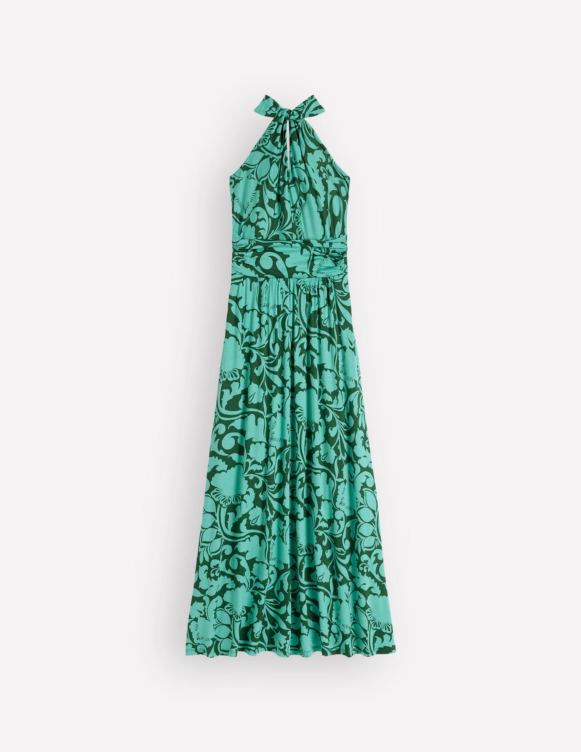Sydney Twist Neck Jersey Dress-Green, Flourishing Meadow