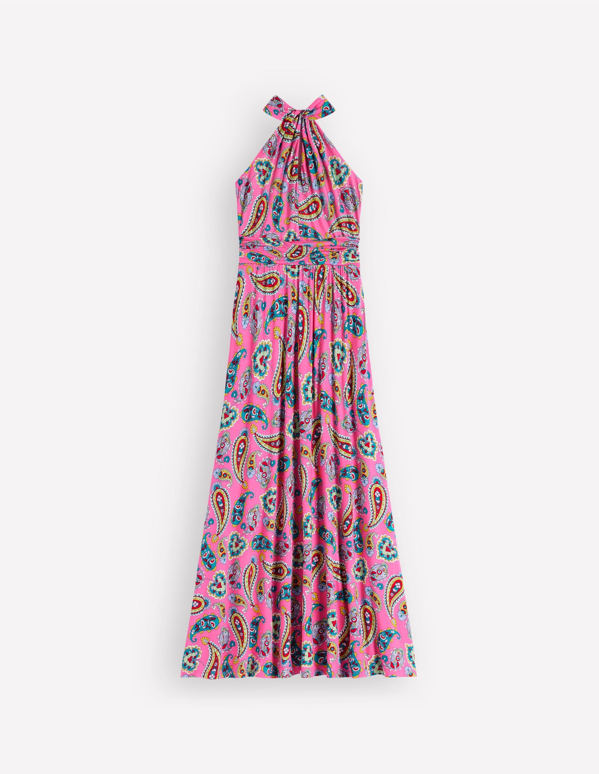 black halter satin dress Sydney Twist Neck Jersey Dress-Pink Paisley
