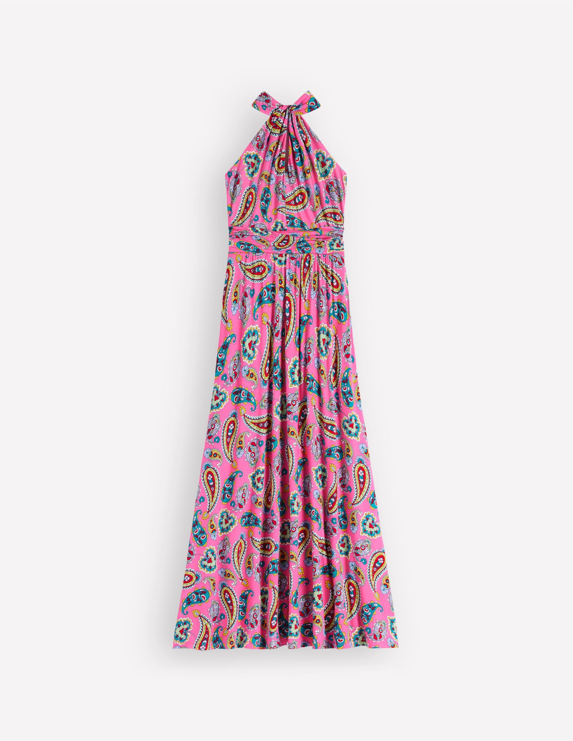Sydney Twist Neck Jersey Dress-Pink Paisley - Image 7