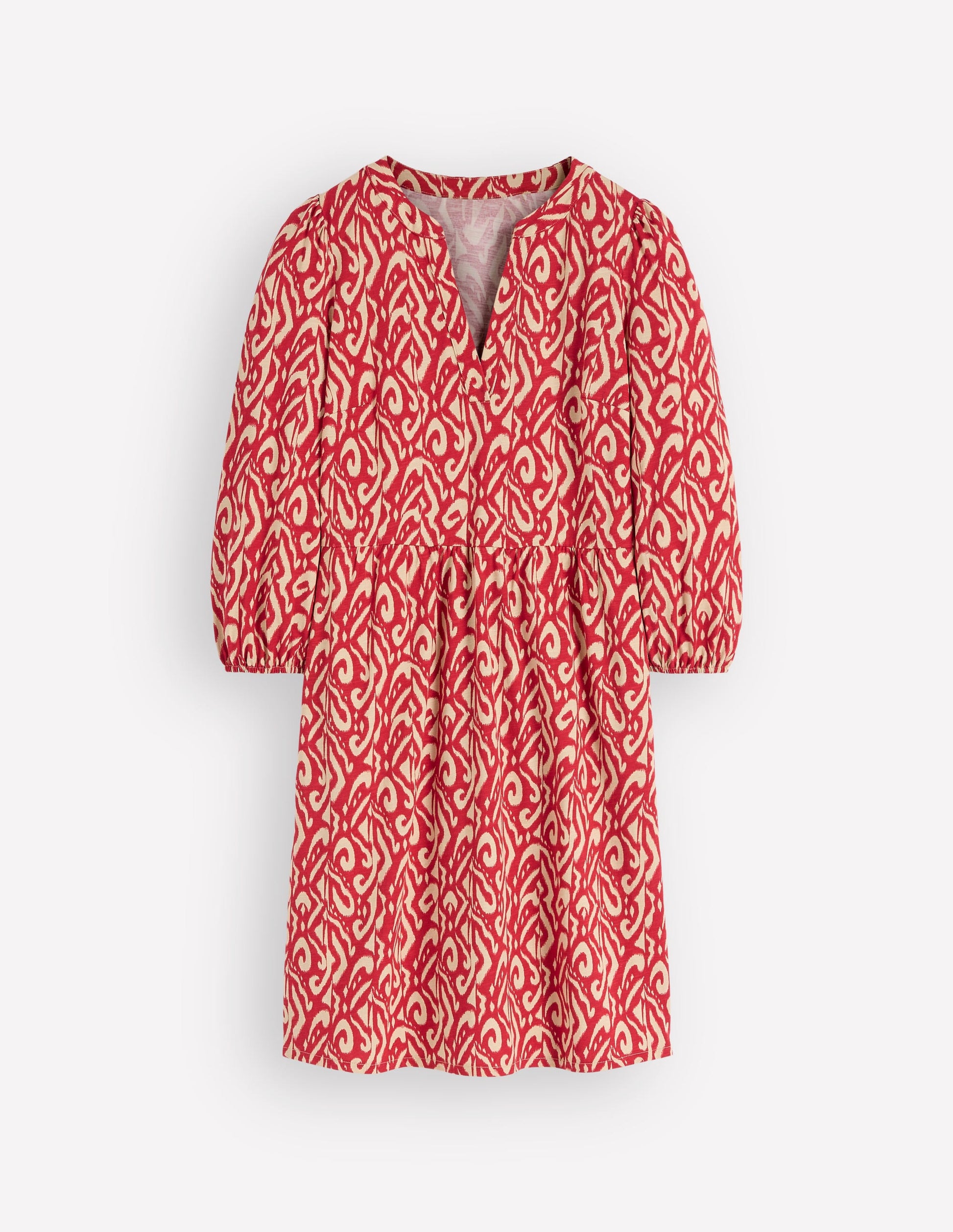 Cathy Notch Neck Jersey Dress-Merida Red, Ikat | Boden AU