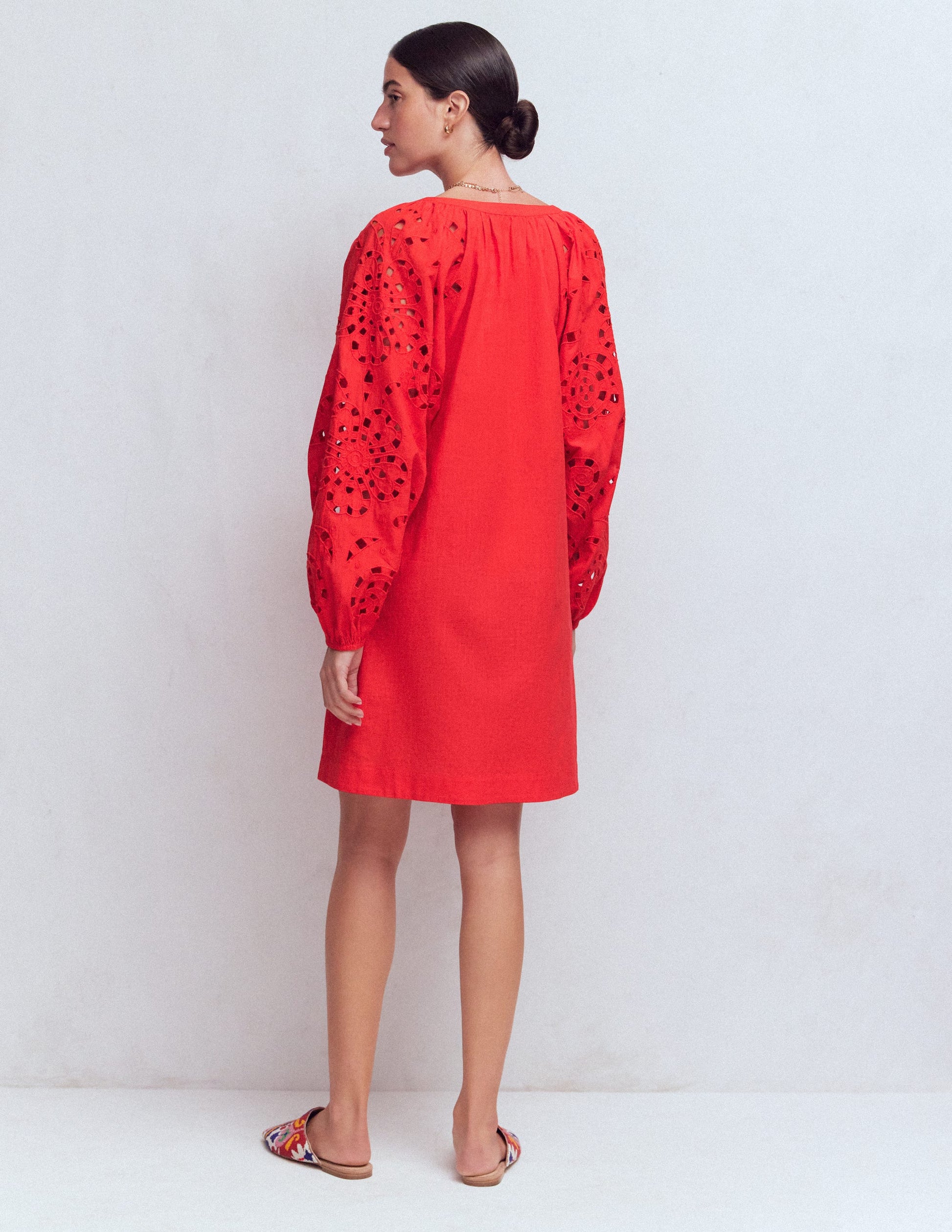 Embroidered Sleeve Kaftan-Red Embroidery-4