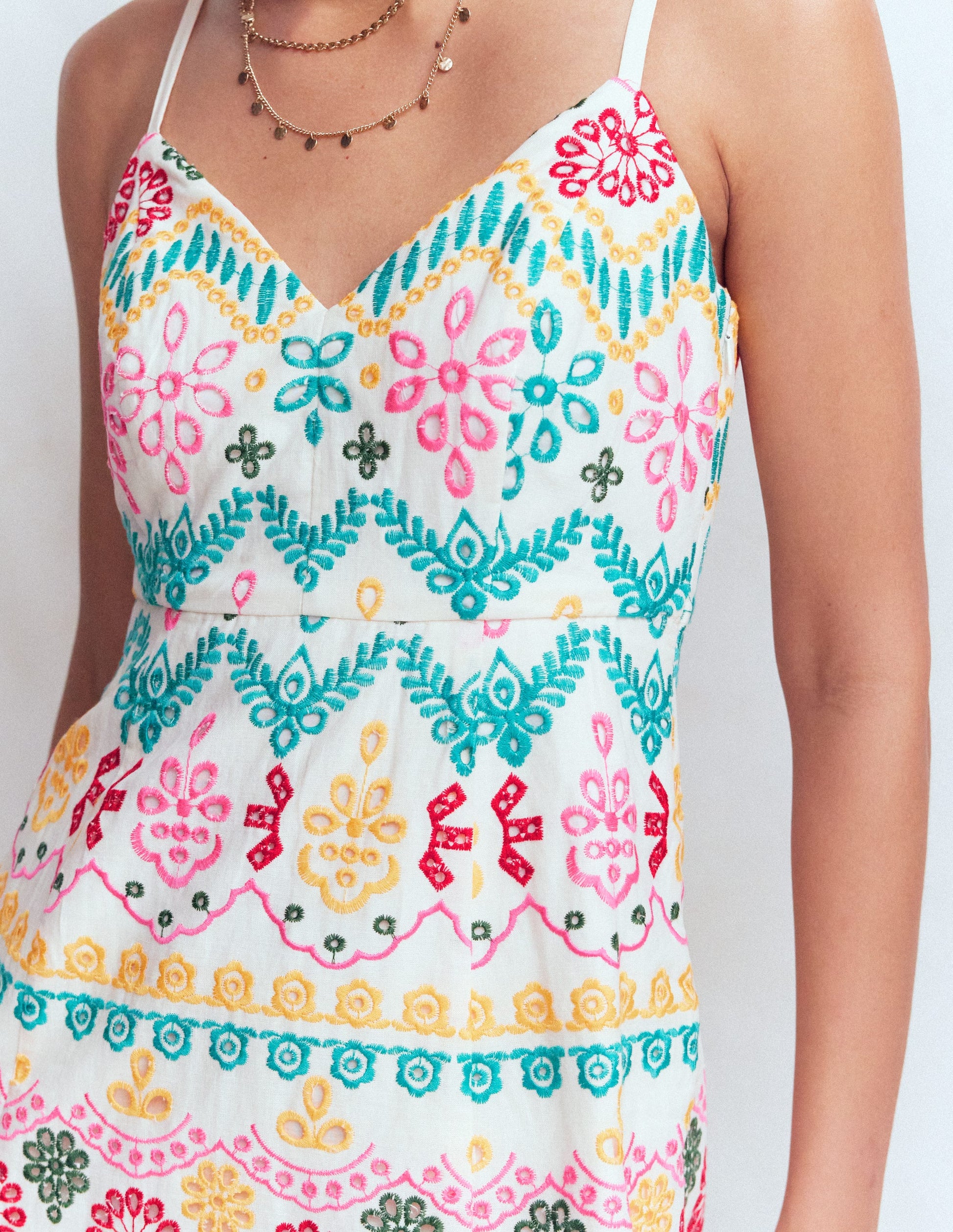 Empire Linen Broderie Dress-Multi Broderie-3