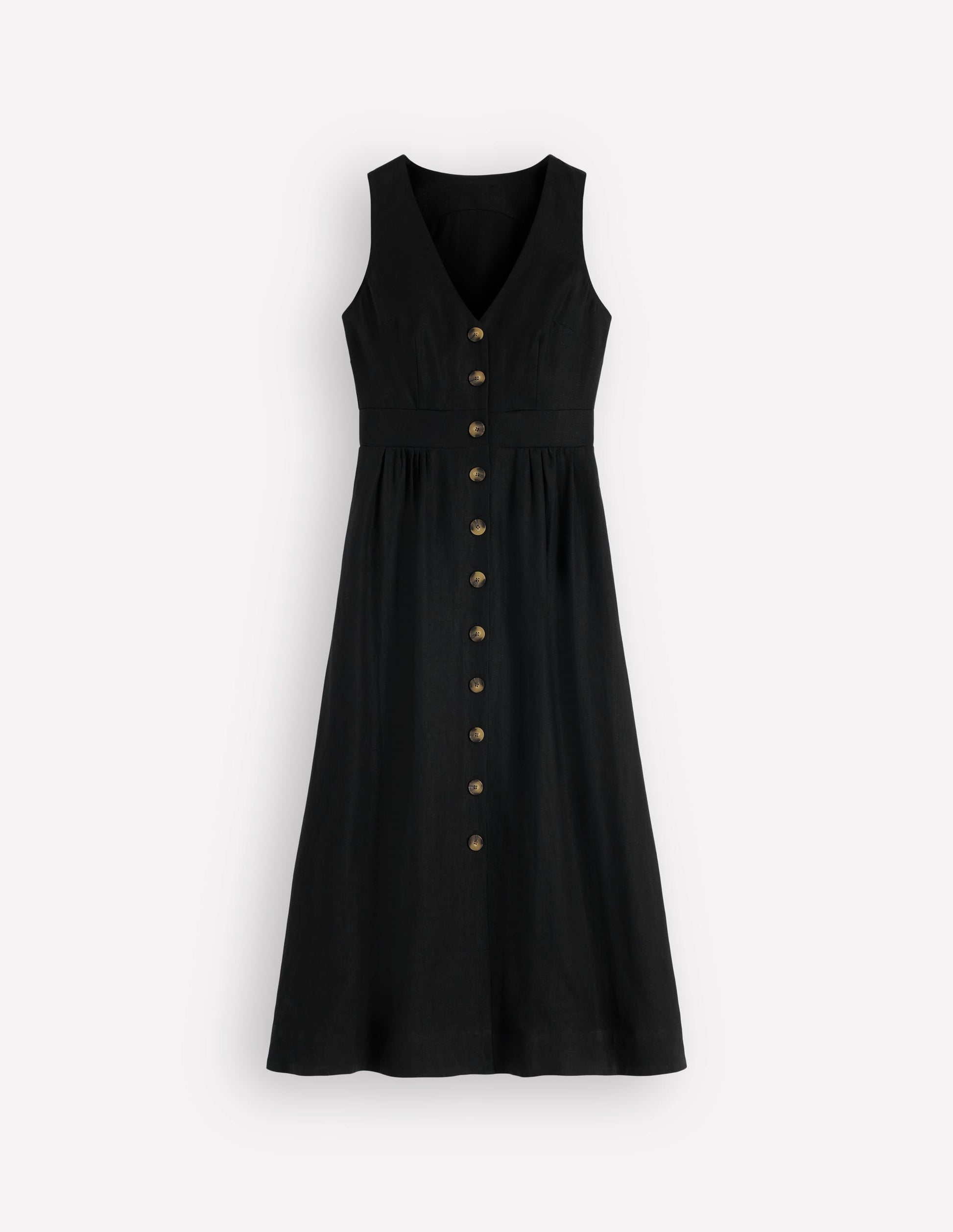 Catherine Button Linen Dress-Black-6